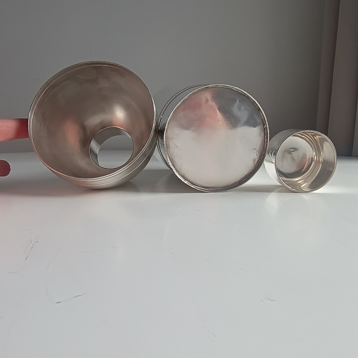 Genuine Art Deco Silver Plated Cocktail Shaker: Streamline Moderne 3-Part Cobbler, XL size