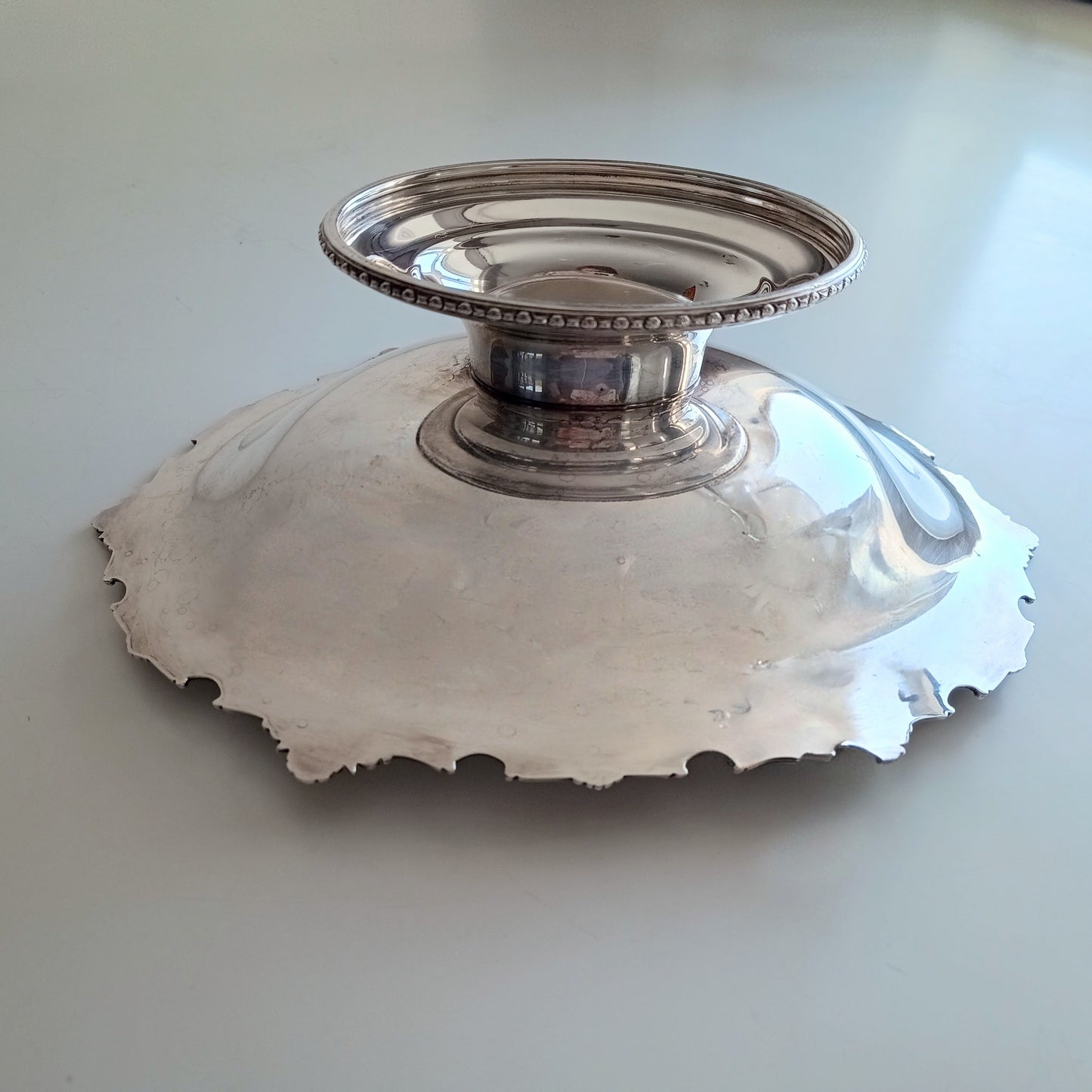 Large Antique Victorian English Silver Plated Fruit Serving Bowl, Deykin Pedestal Dish, c 1890s