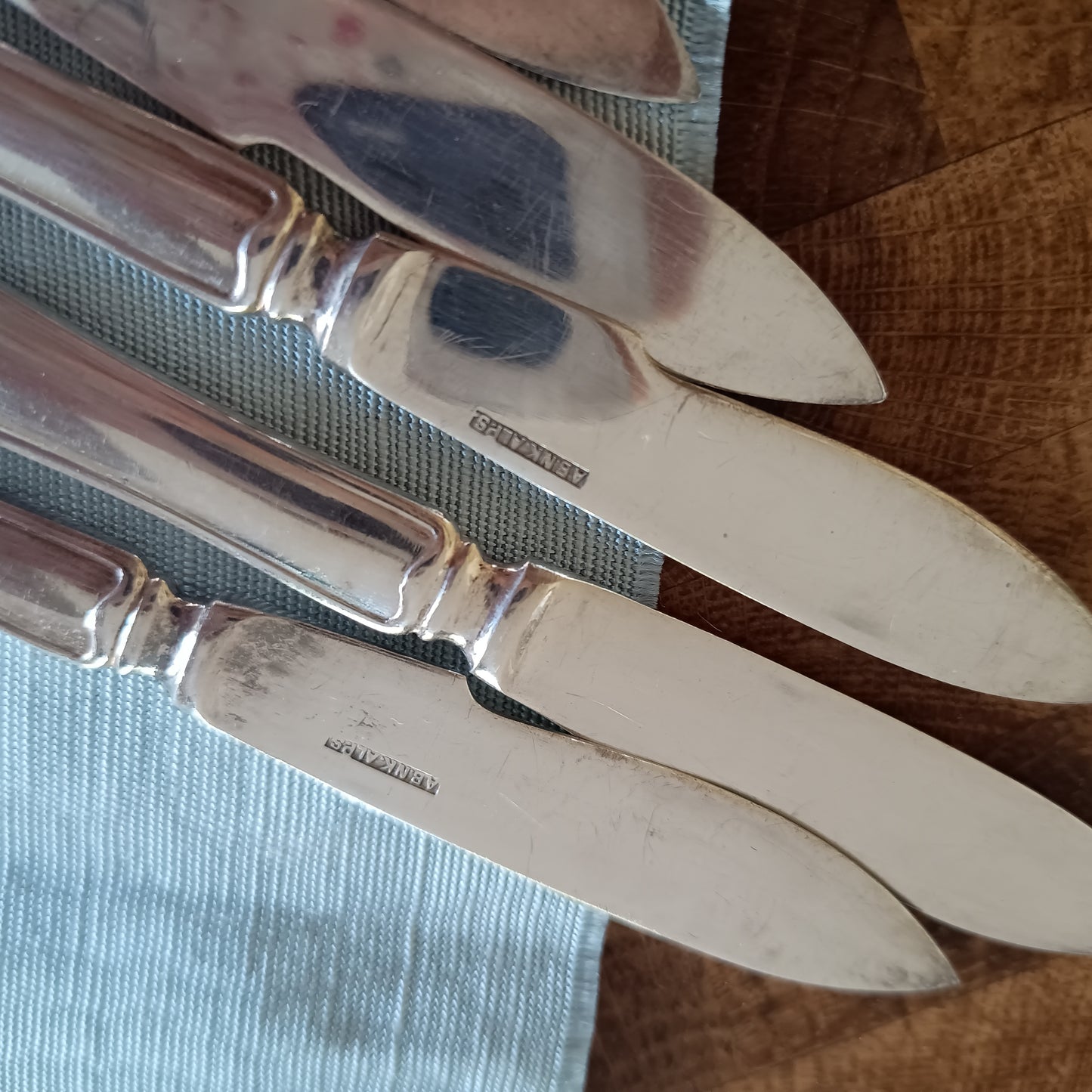 8 Vintage Silver Plated Fruit / Cake Knives: Mid-Century Chippendale, NK Stockholm, Sweden