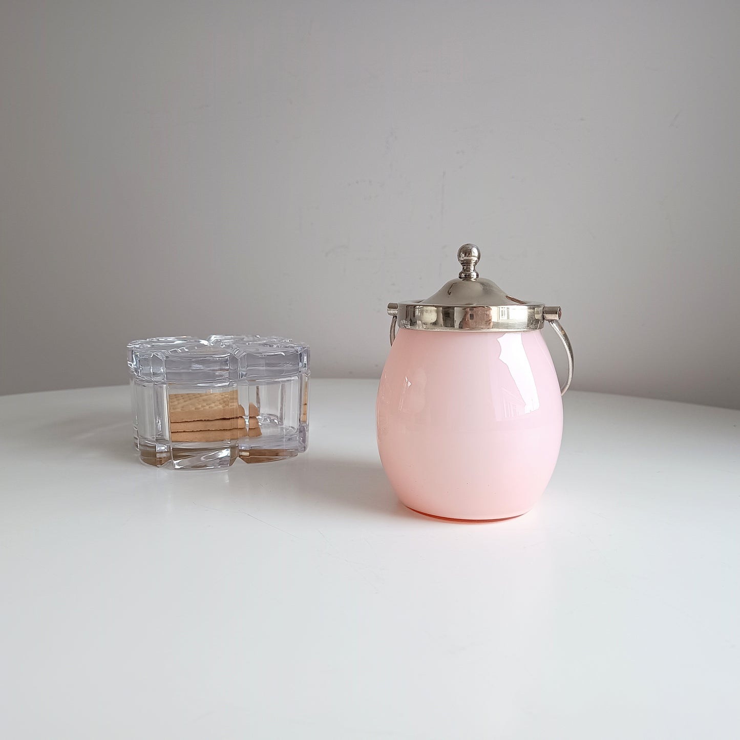 Antique Victorian Pink Opaline Glass Jar, Silver plated Lid and Handle, Stourbridge 1900