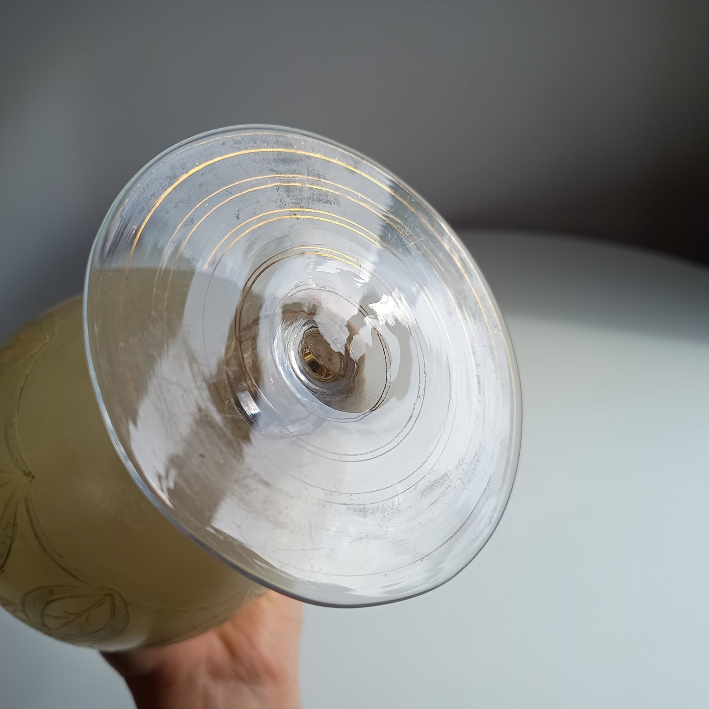 Antique Harrach Belle Epoque Japonisme Gold Paste Enamel Glass Vase: Quatrefoil Geometric Mouth