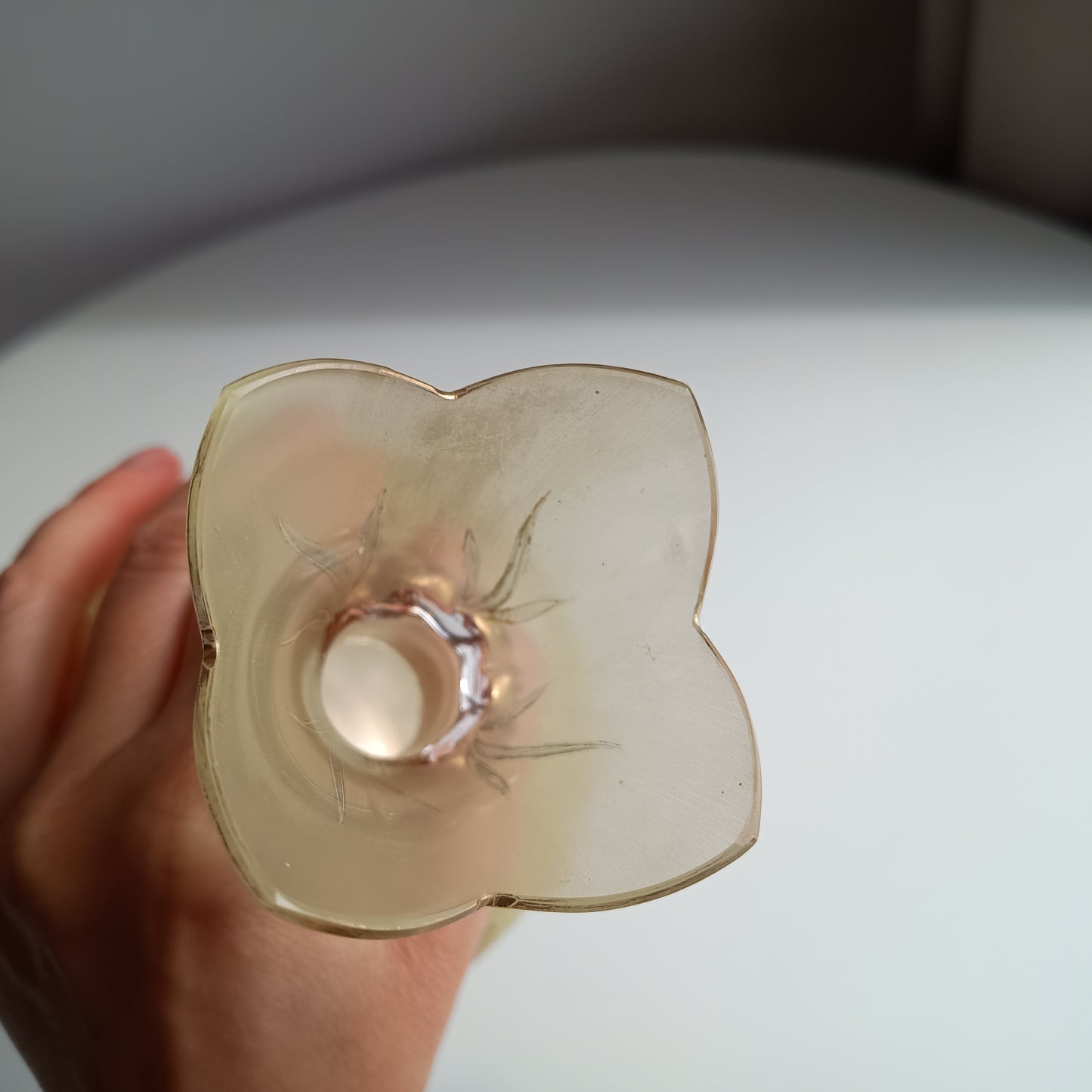 Antique Harrach Belle Epoque Japonisme Gold Paste Enamel Glass Vase: Quatrefoil Geometric Mouth