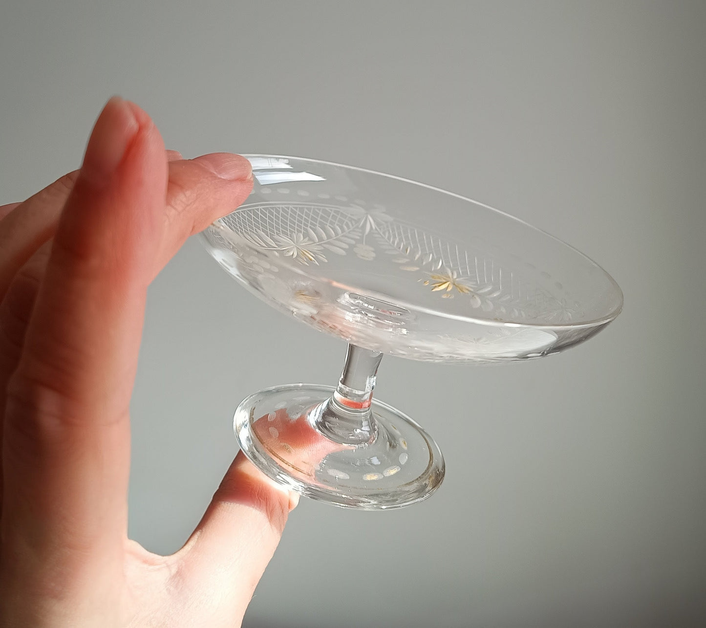 Antique French Aperitif Drinks Service: Tray, Tazza & 2 Glasses: Engraved Garlands, Gilt Decor, Belle Epoque