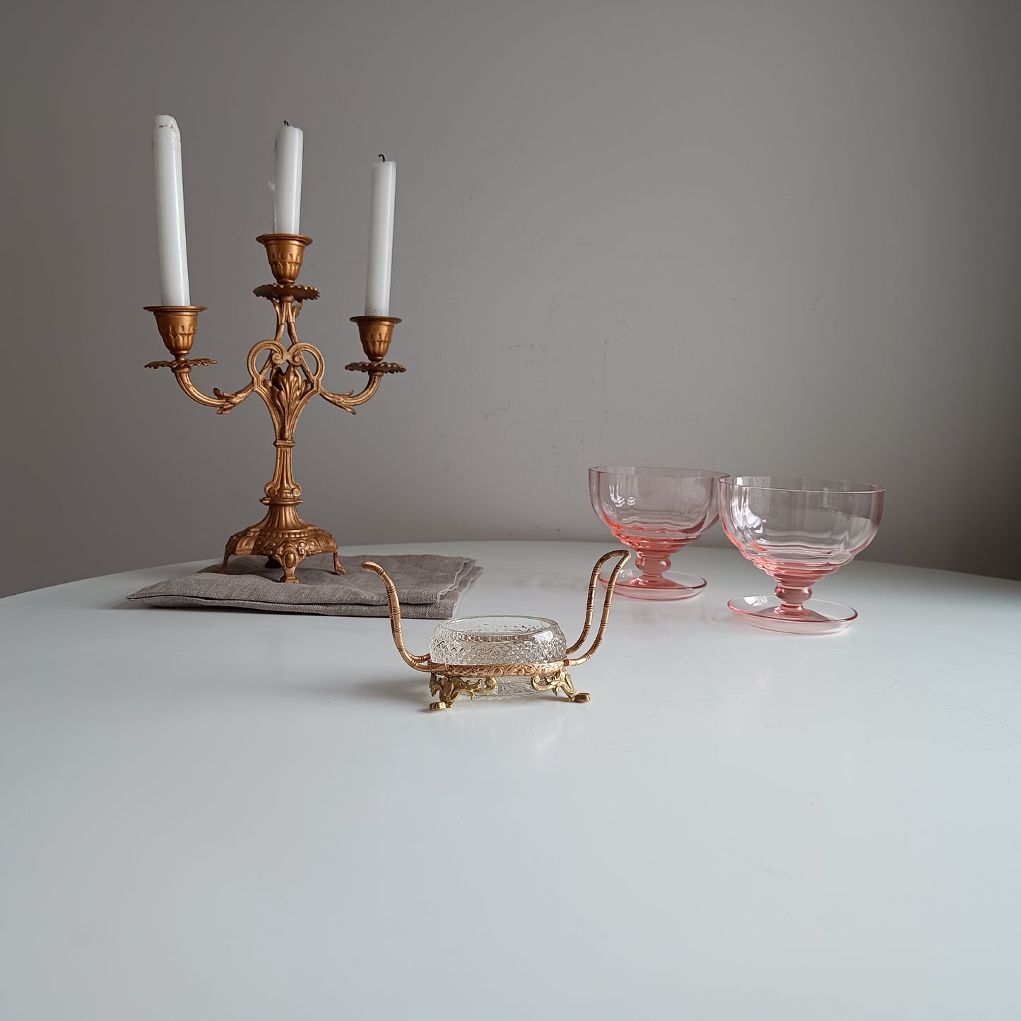 Vintage French Small Serving Dish: Ormolu Empire Feet, Faux Bamboo Handles Seiler Sevres Style 1900