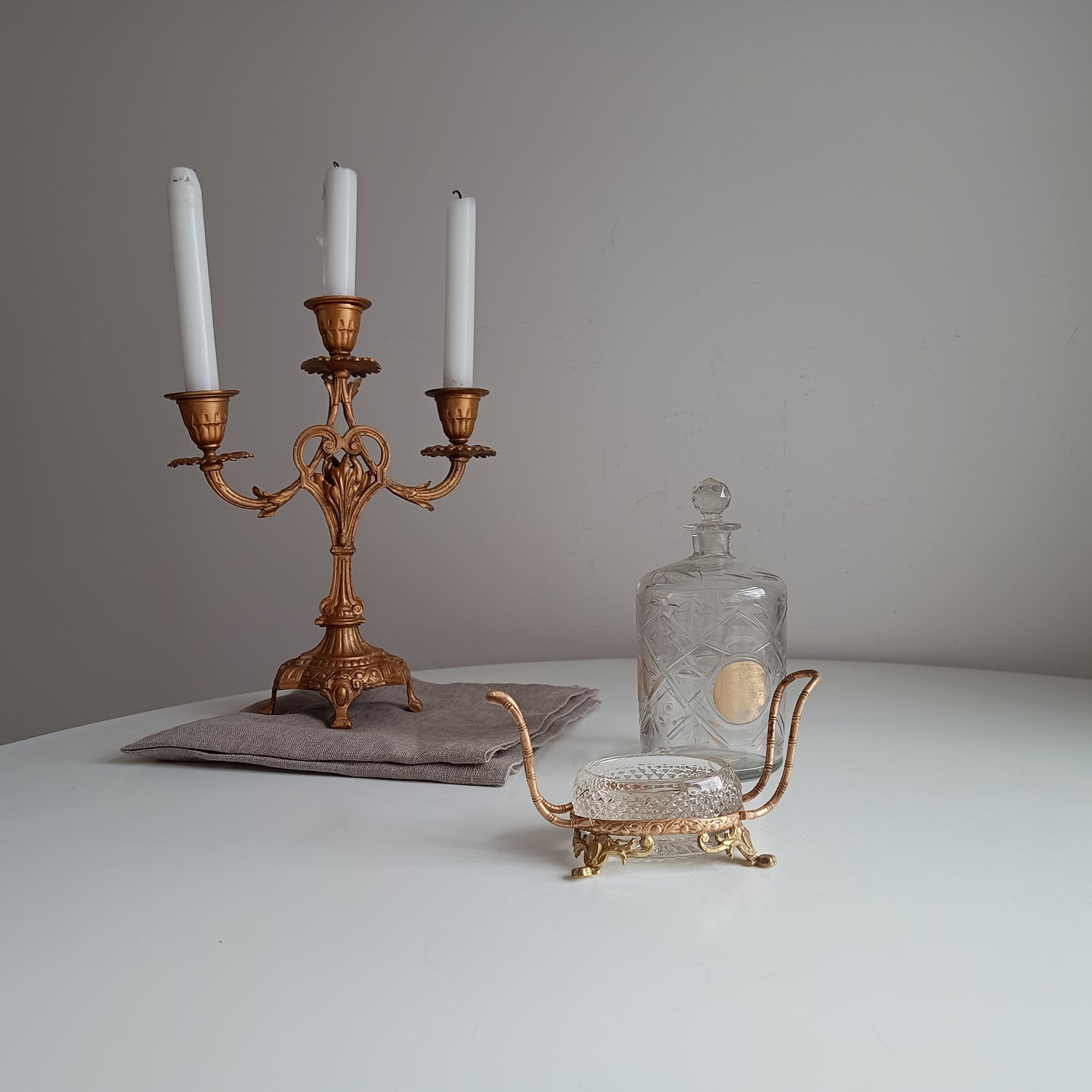 Vintage French Small Serving Dish: Ormolu Empire Feet, Faux Bamboo Handles Seiler Sevres Style 1900