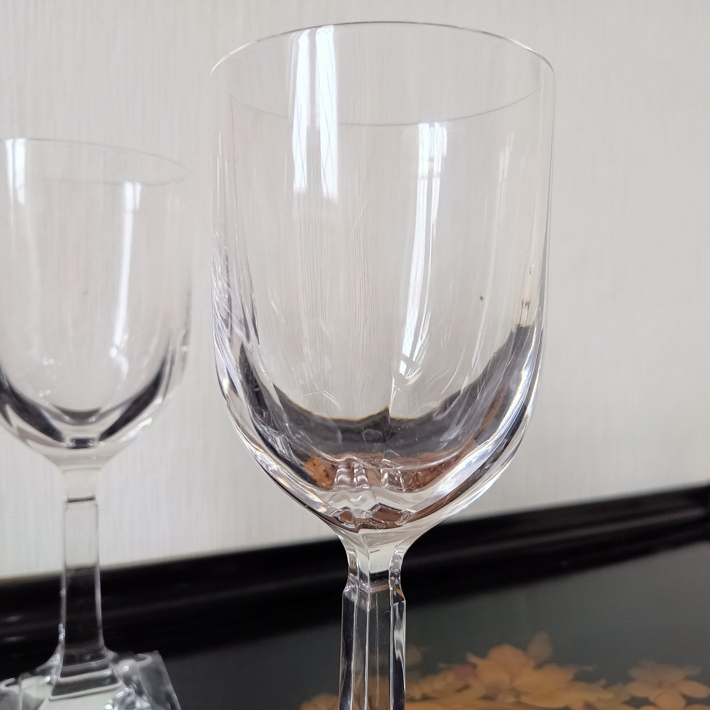 Vintage Villeroy Boch Set of 4 Crystal Wine Glasses: Orangerie Collection, Geometric Foot