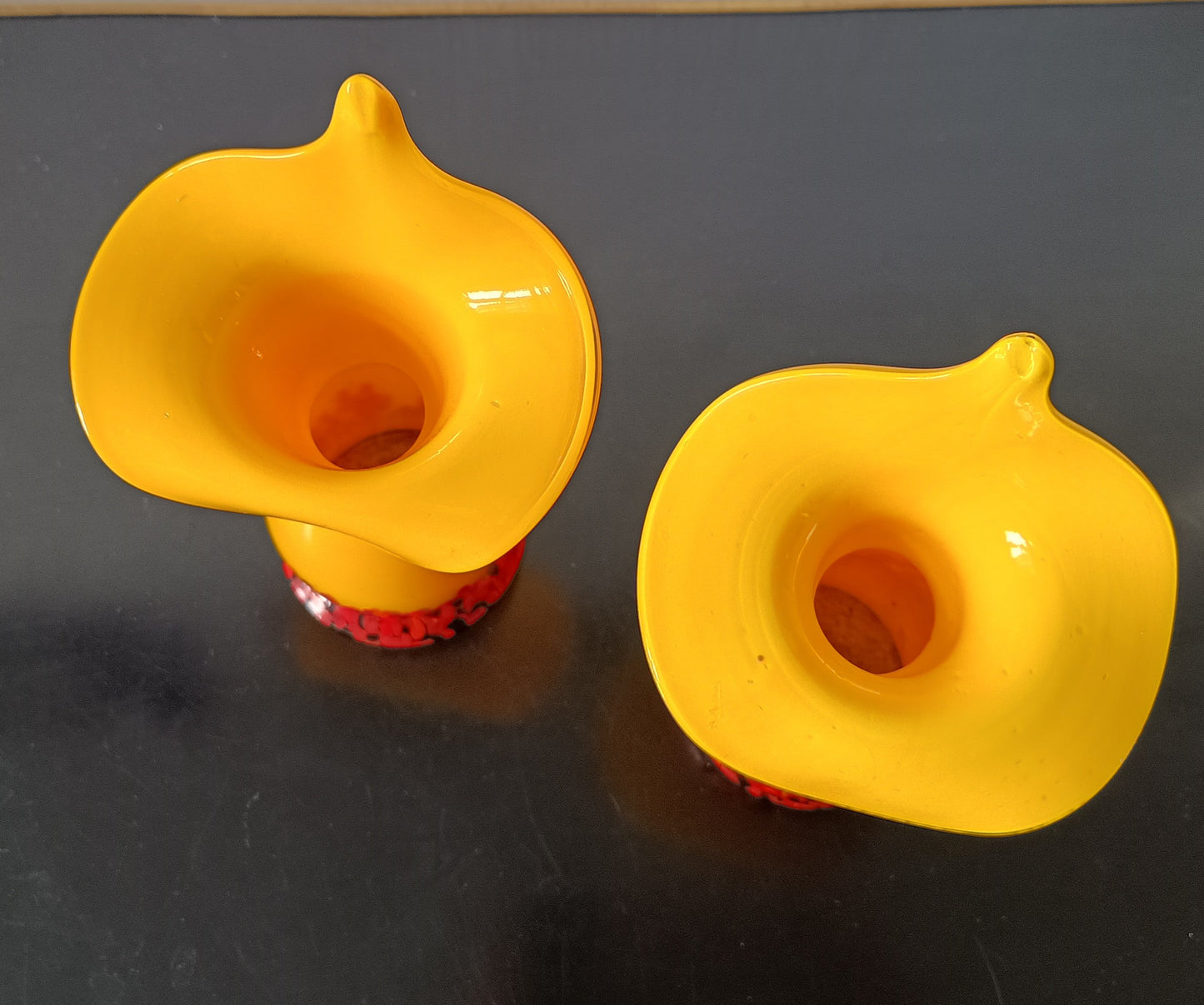 Pair of Vintage Art Deco Czech Tango Glass Vases, Franz Welz Jack in the Pulpit