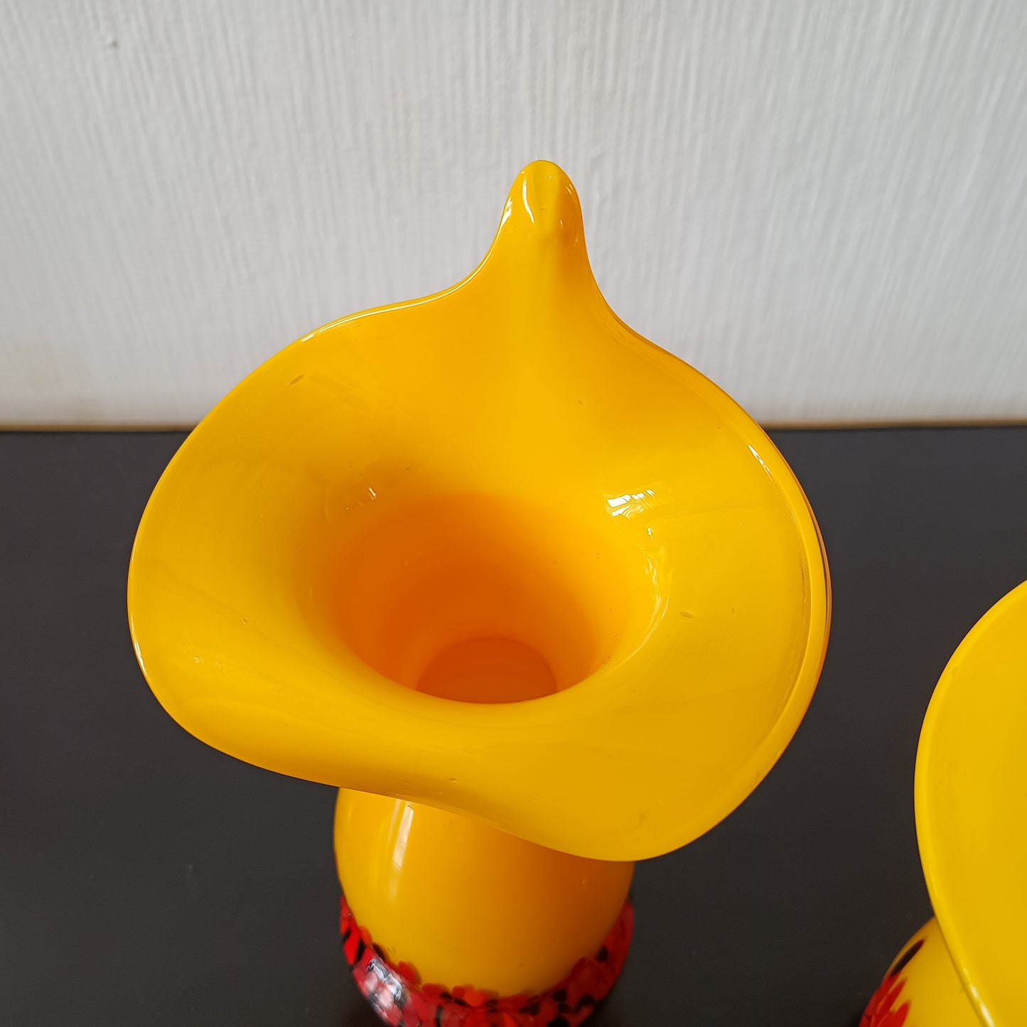 Pair of Vintage Art Deco Czech Tango Glass Vases, Franz Welz Jack in the Pulpit