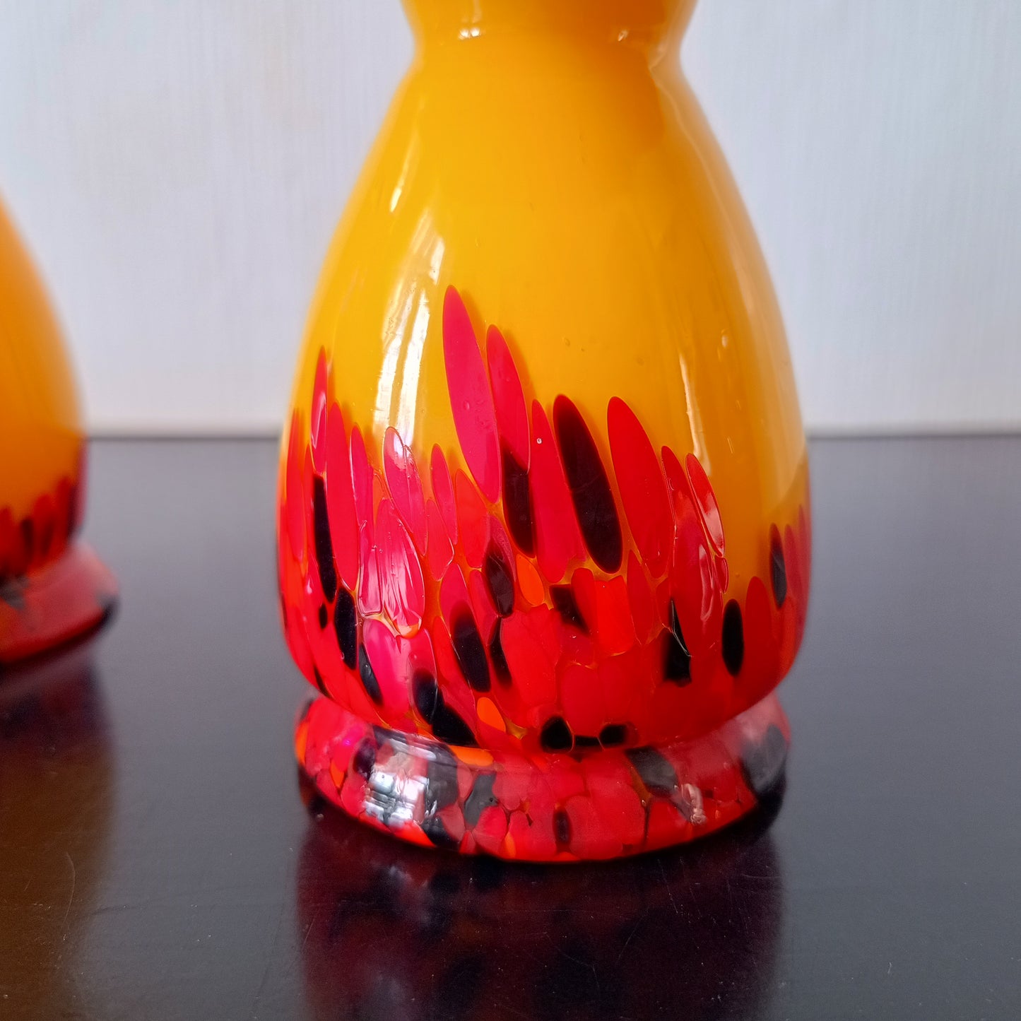 Pair of Vintage Art Deco Czech Tango Glass Vases, Franz Welz Jack in the Pulpit