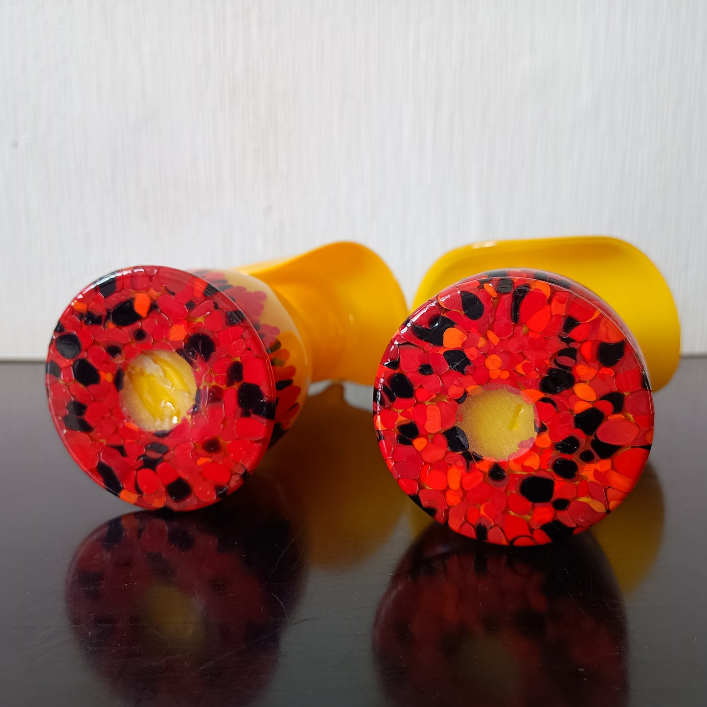 Pair of Vintage Art Deco Czech Tango Glass Vases, Franz Welz Jack in the Pulpit