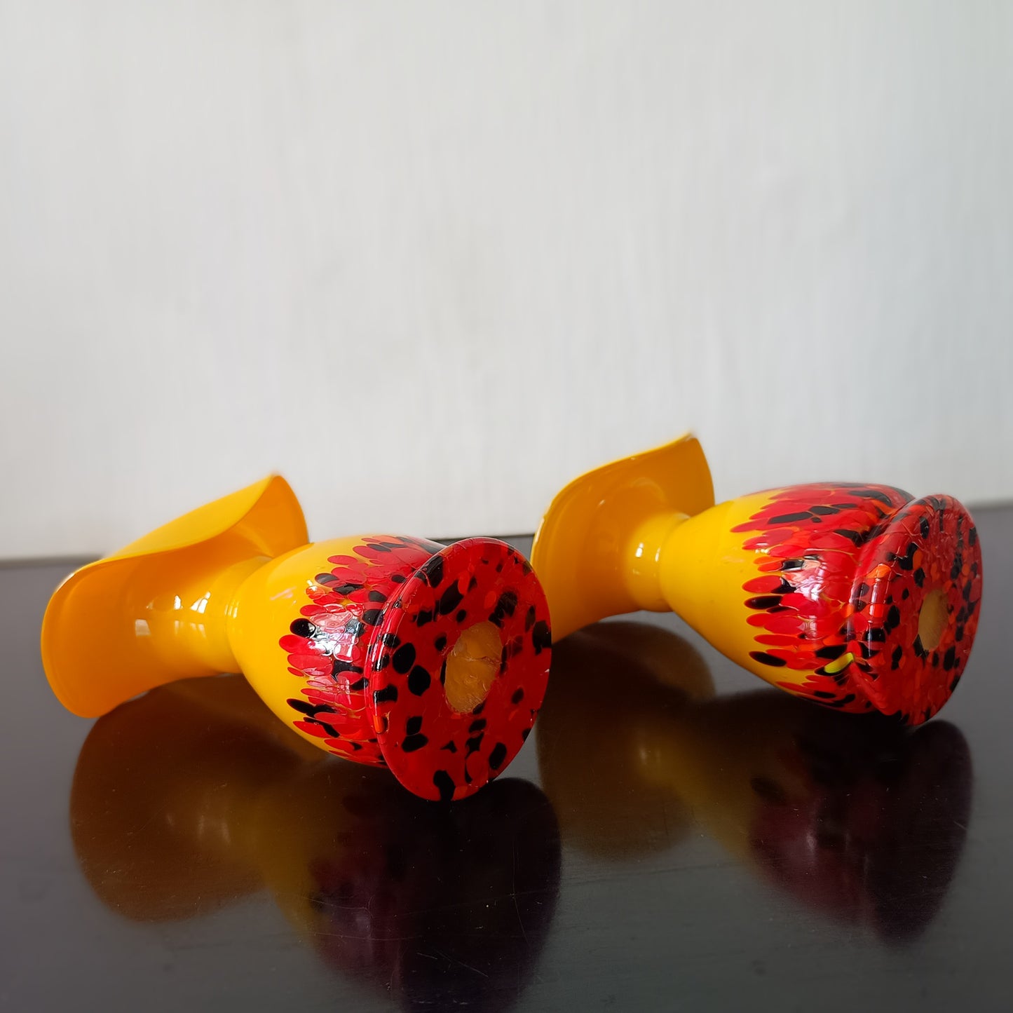 Pair of Vintage Art Deco Czech Tango Glass Vases, Franz Welz Jack in the Pulpit