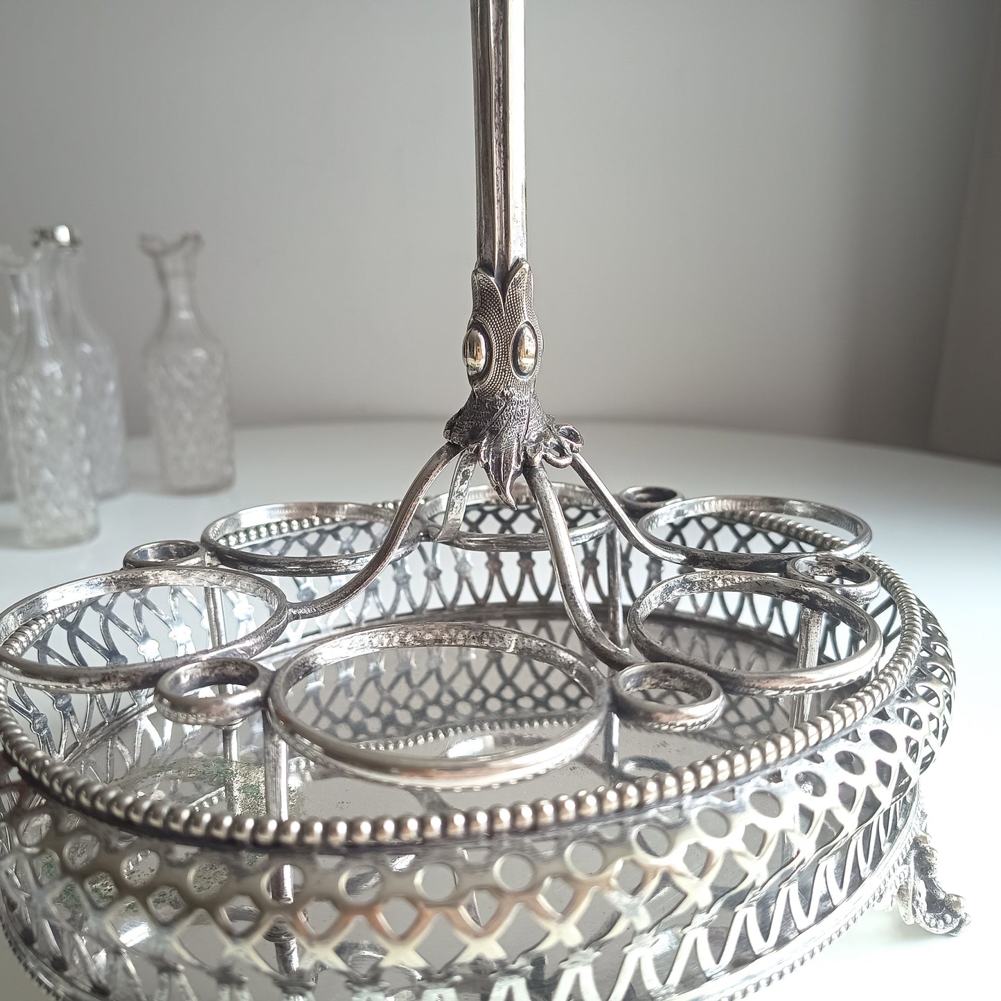 Rare Victorian Octopus Kraken Silver Plated  Condiment Stand – Antique Nautical Maritime Decor