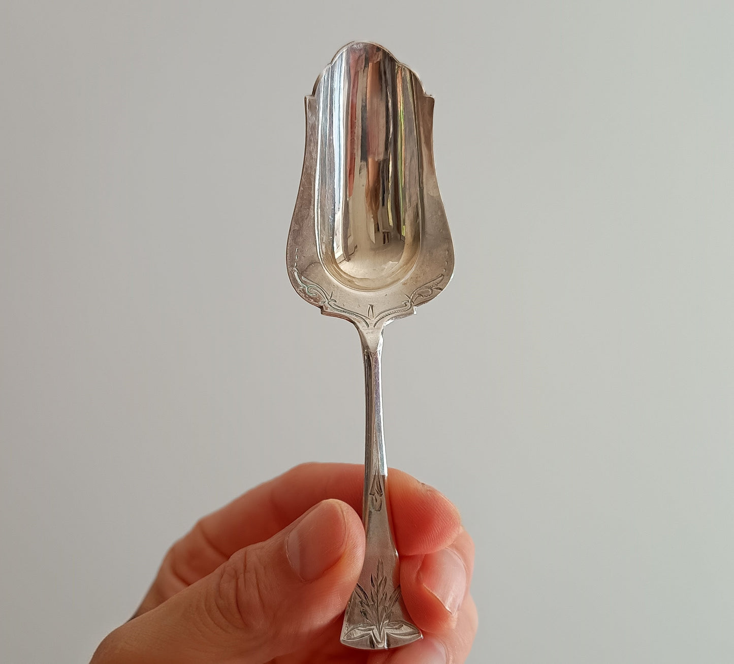 Vintage Art Deco Hallmarked Sterling Silver Tea Caddy Spoon &Cut Crystal Loose Tea Jar
