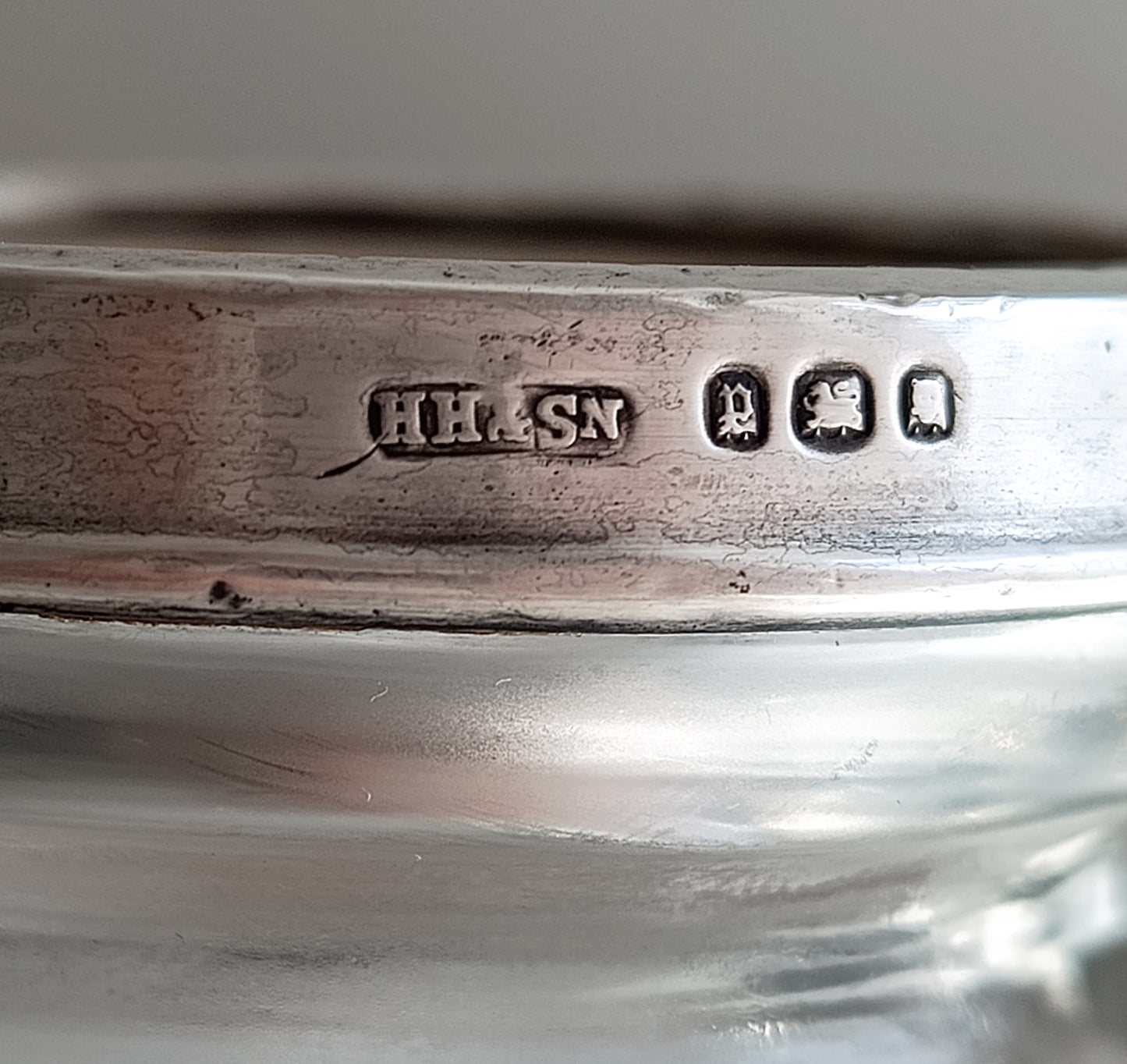 Vintage Art Deco Hallmarked Sterling Silver Tea Caddy Spoon &Cut Crystal Loose Tea Jar