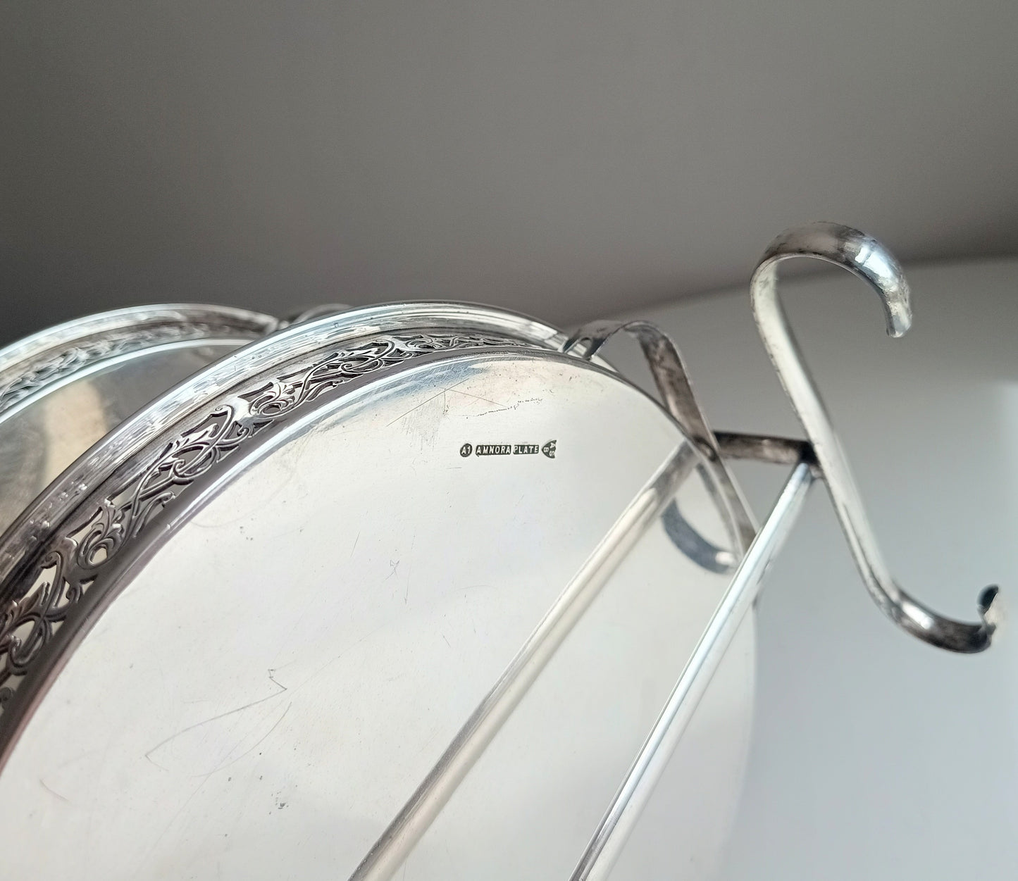 Vintage English Art Deco Silver Plated Cake Stand: Adolph Scott Birmingham, Removable Trays