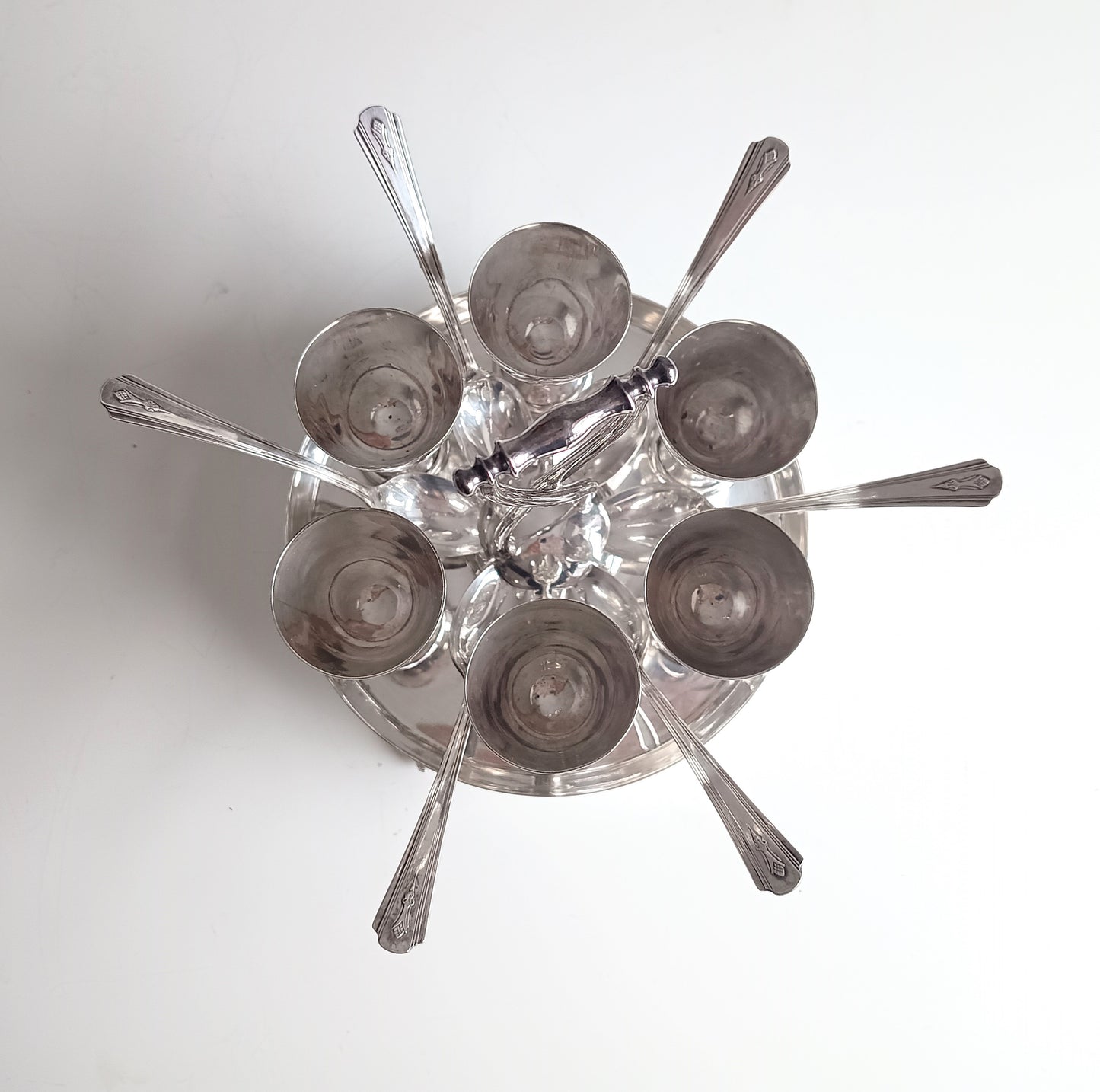 Antique Victorian Silver Plated 6 Egg Cups Cruet Stand, Harrison England