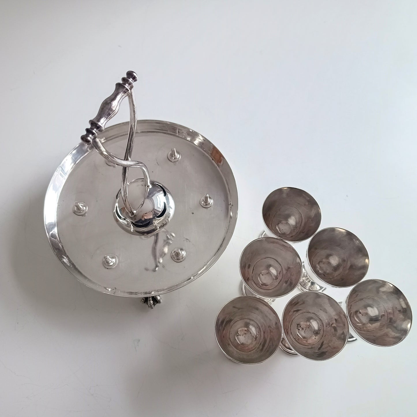Antique Victorian Silver Plated 6 Egg Cups Cruet Stand, Harrison England