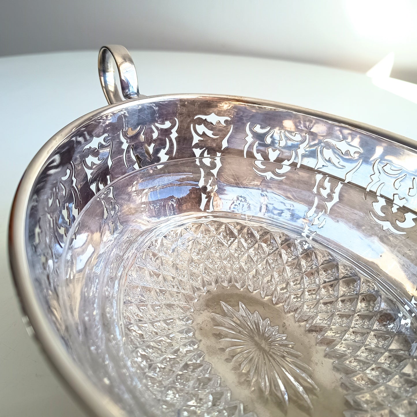 Antique Silver Plate Salad Serving Bowl: Curved Handles, Acanthus Feet, Belle Epoque