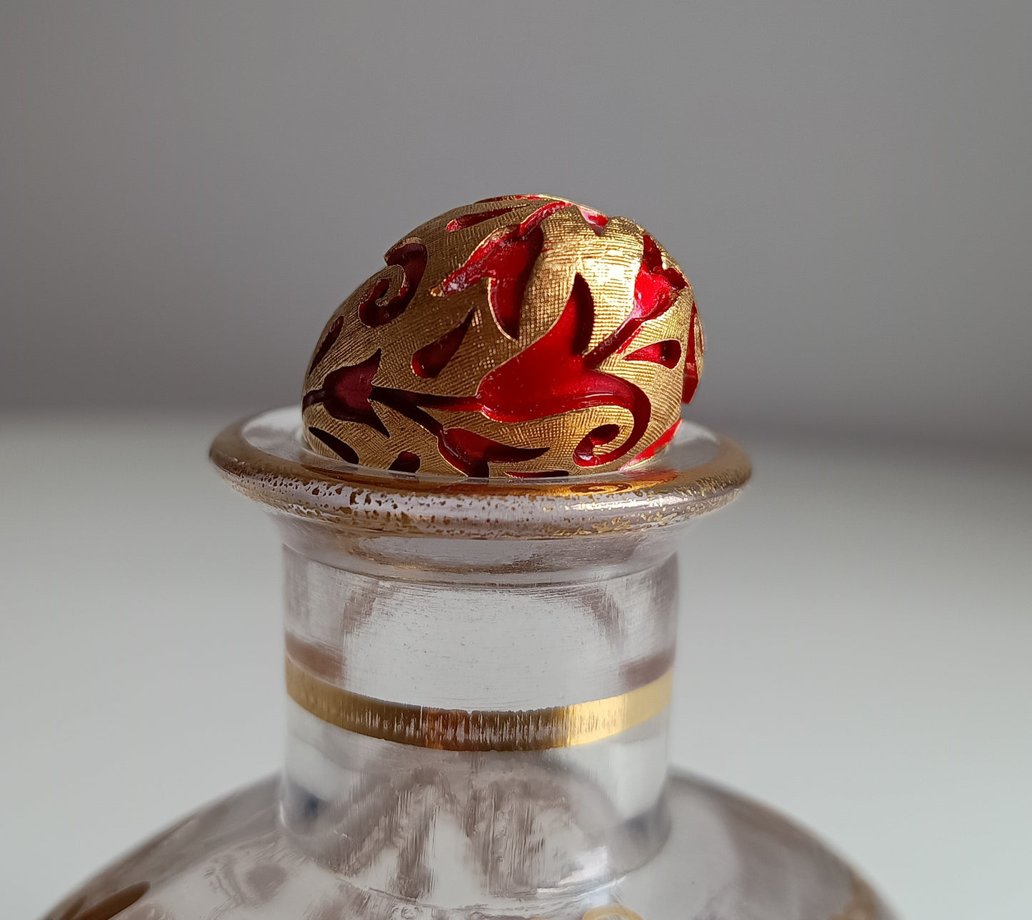 Crown Trifari Alfred Philippe Ring: L'Orient Collection Chinouserie Lotus Red Enamel 1967
