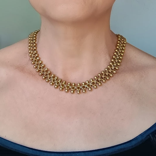 Antique High Victorian Etruscan Revival Necklace: Dog Clip, Fancy Watch Chain, 19th cent
