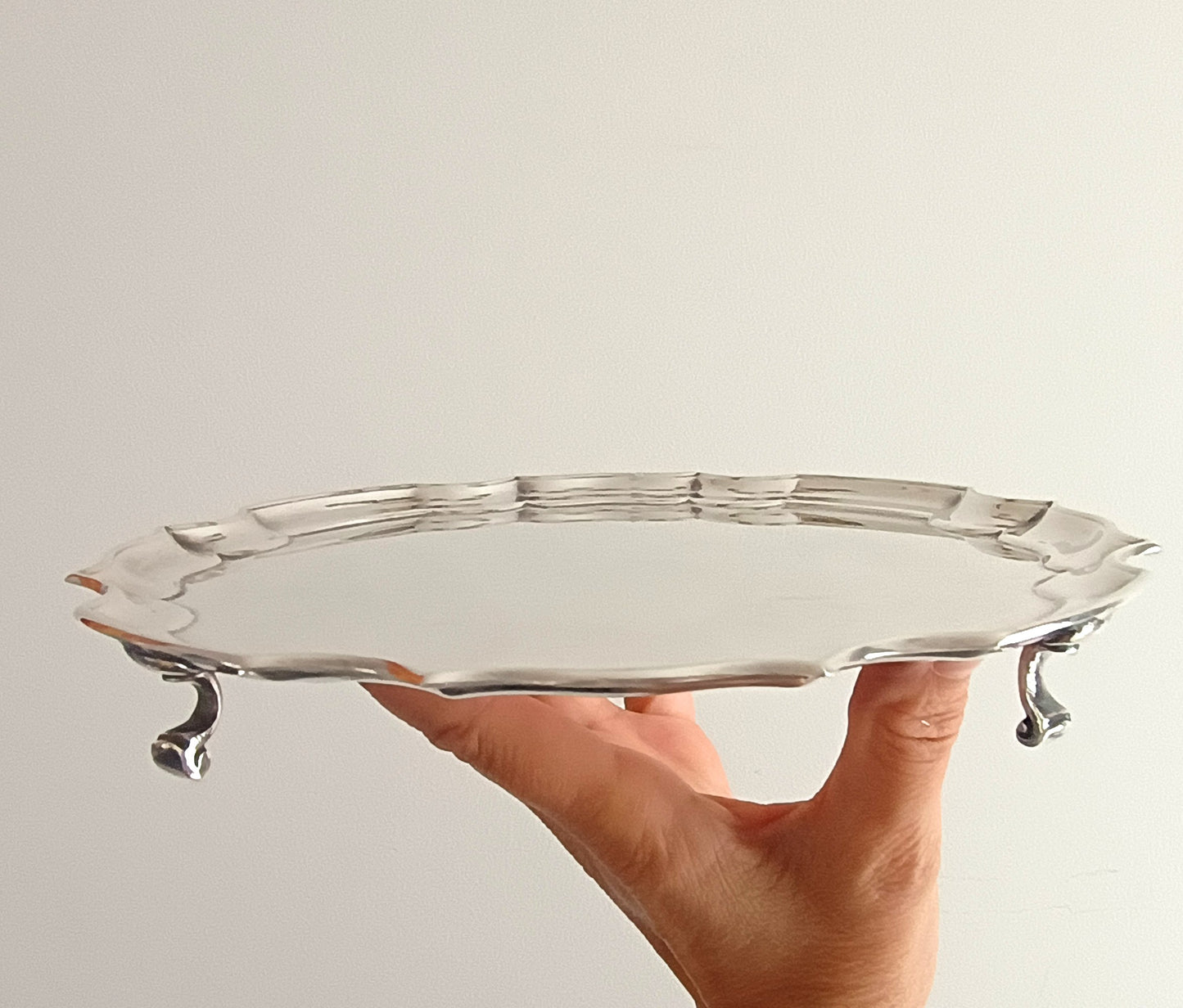 Antique Mappin and Webb Silver Plated Salver or Small Drinks Tray