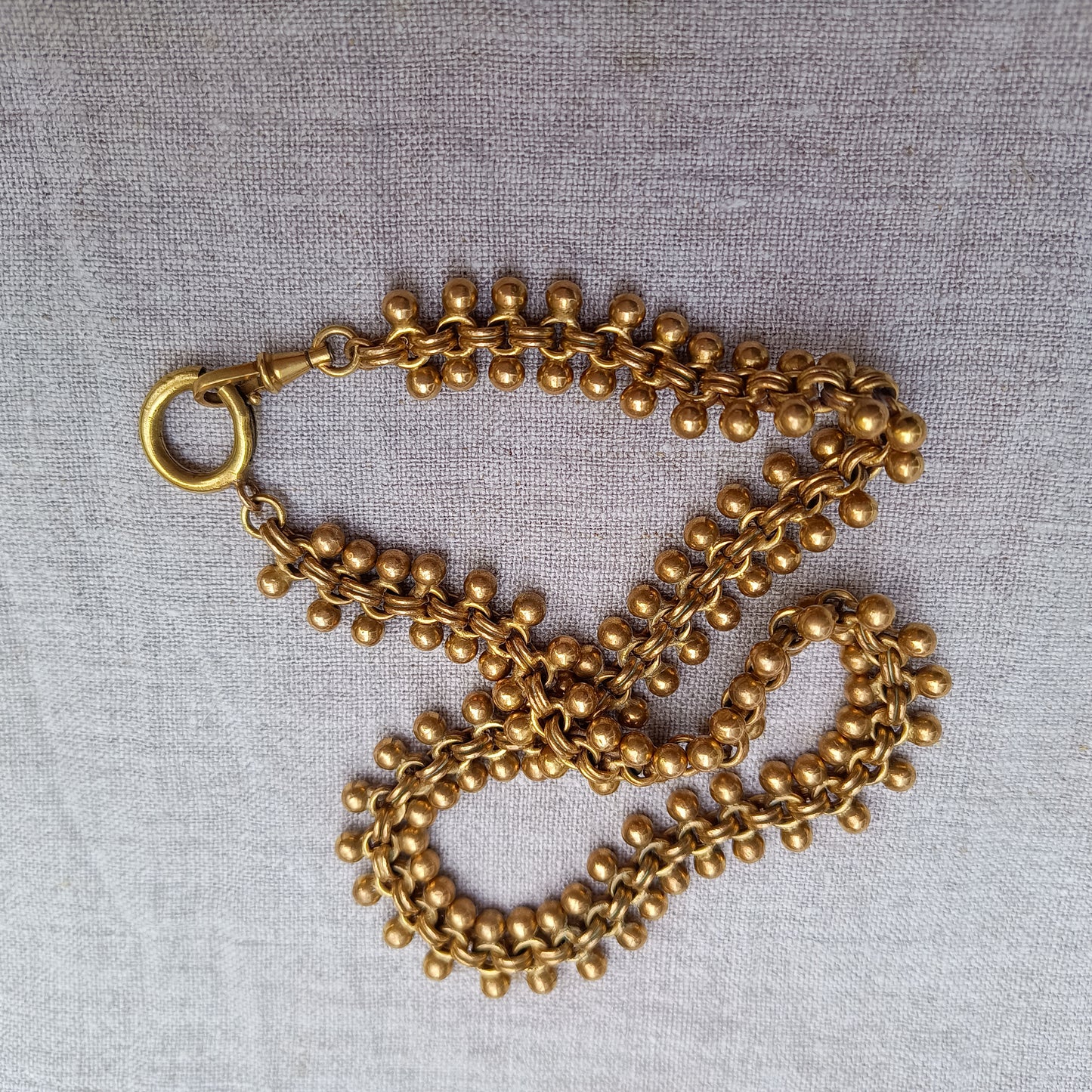 Antique High Victorian Etruscan Revival Necklace: Dog Clip, Fancy Watch Chain, 19th cent