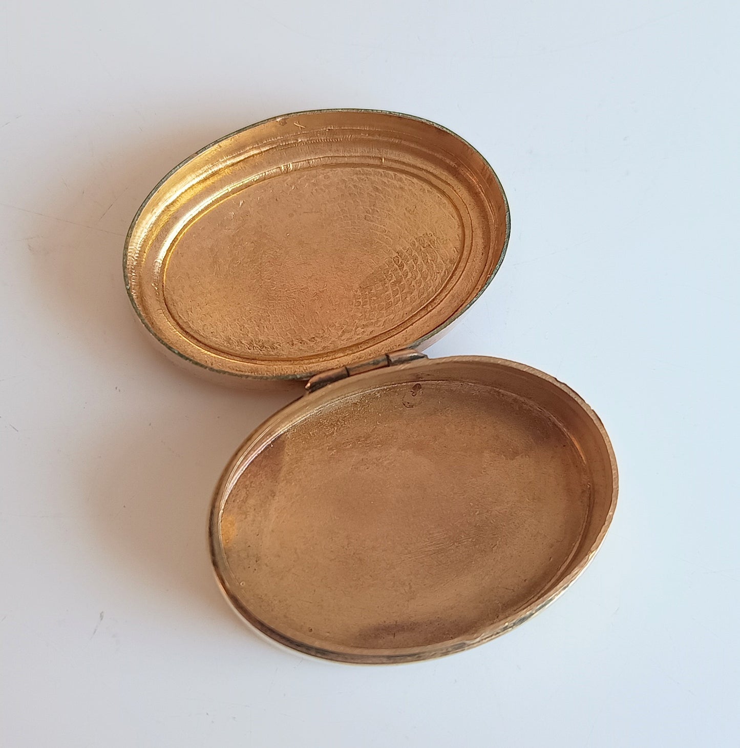 Antique Fuchsia Pink Guilloche Enamel Snuff box: Engine Turned Copper Gilt, c 1900