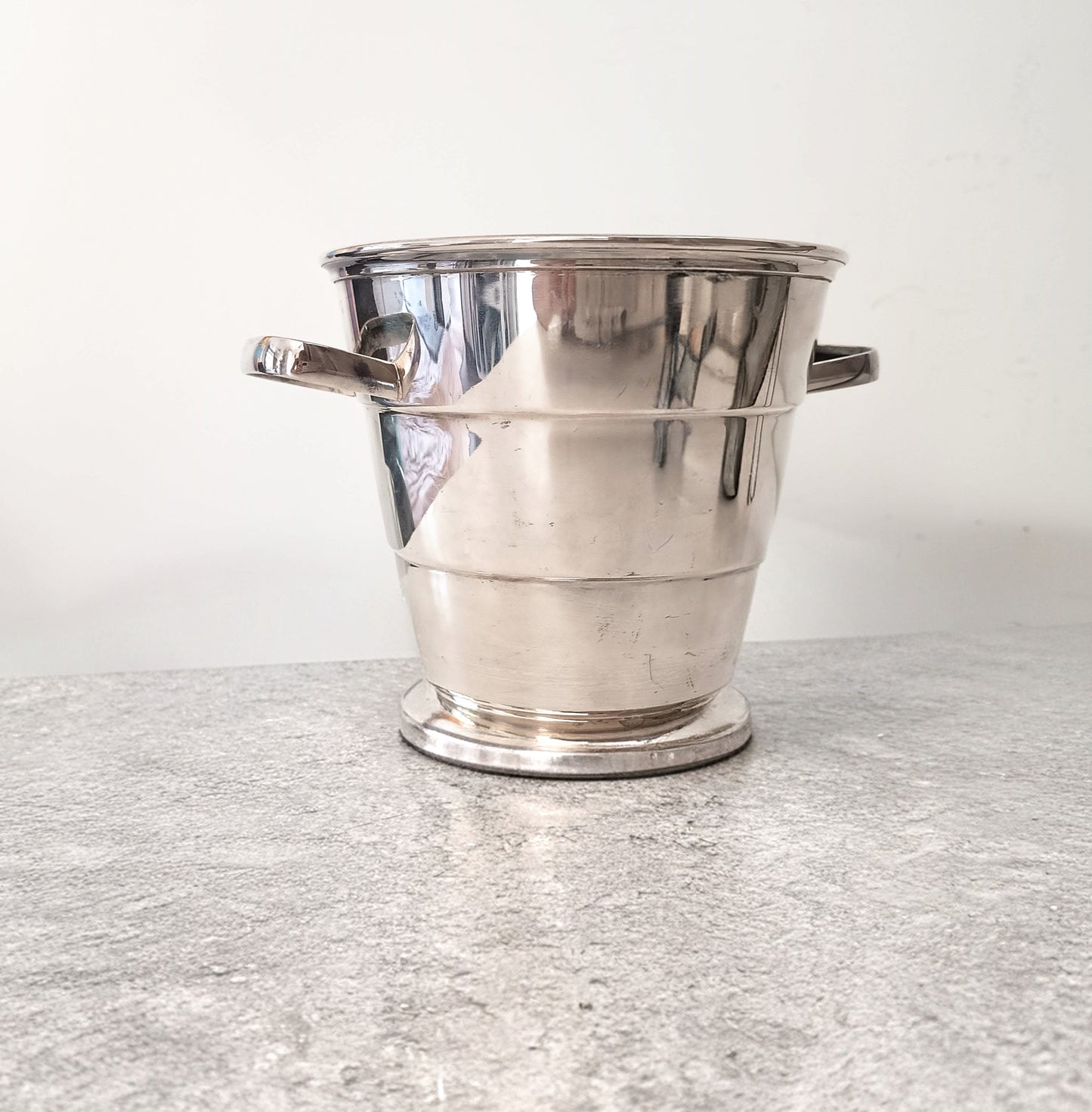 Vintage Art Deco English Silver Plate  Wine Bottle Cooler Ice Bucket; Claw Ice Tongs