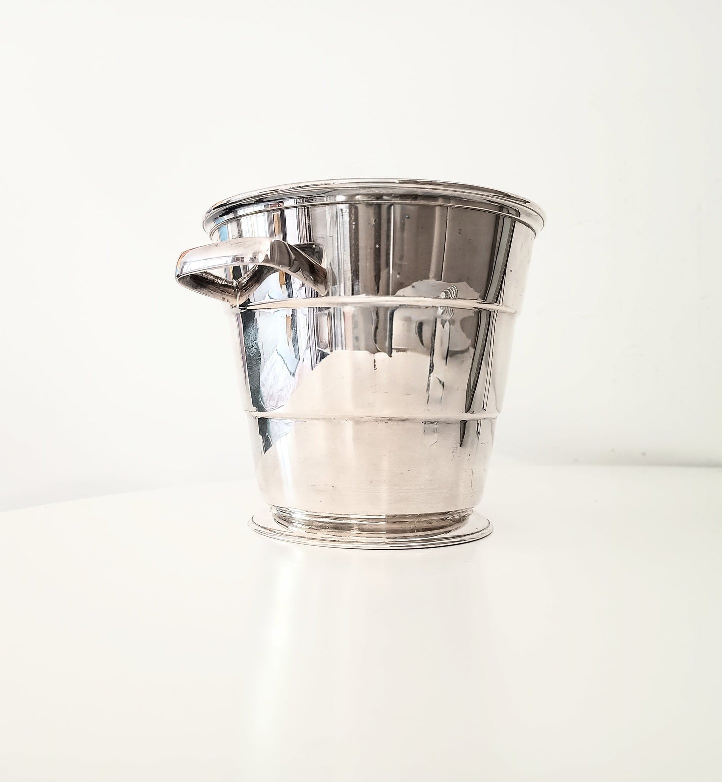 Vintage Art Deco English Silver Plate  Wine Bottle Cooler Ice Bucket; Claw Ice Tongs