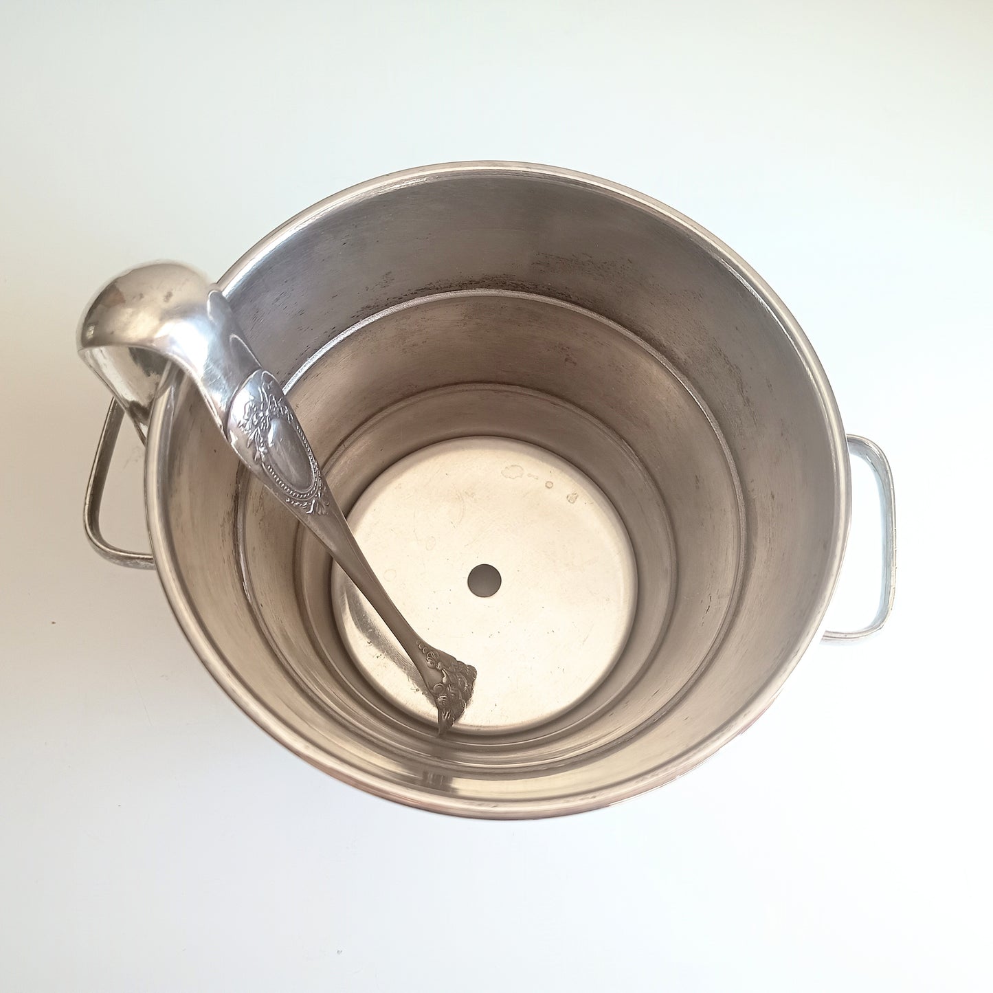 Vintage Art Deco English Silver Plate  Wine Bottle Cooler Ice Bucket; Claw Ice Tongs