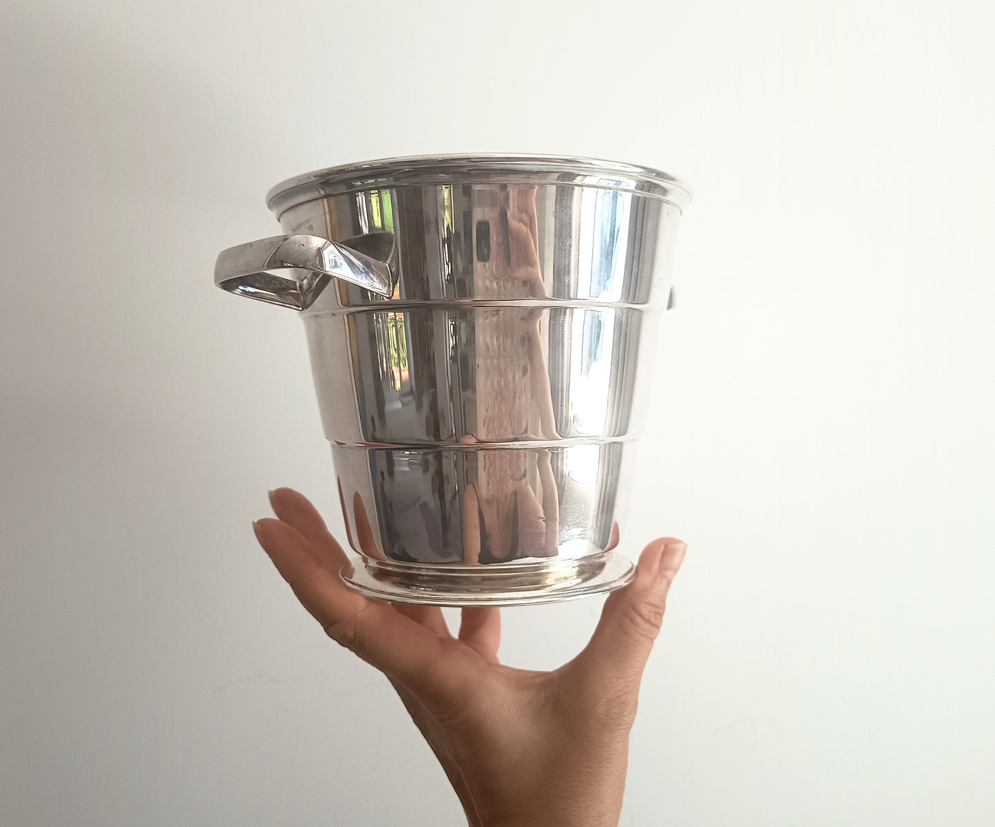 Vintage Art Deco English Silver Plate  Wine Bottle Cooler Ice Bucket; Claw Ice Tongs