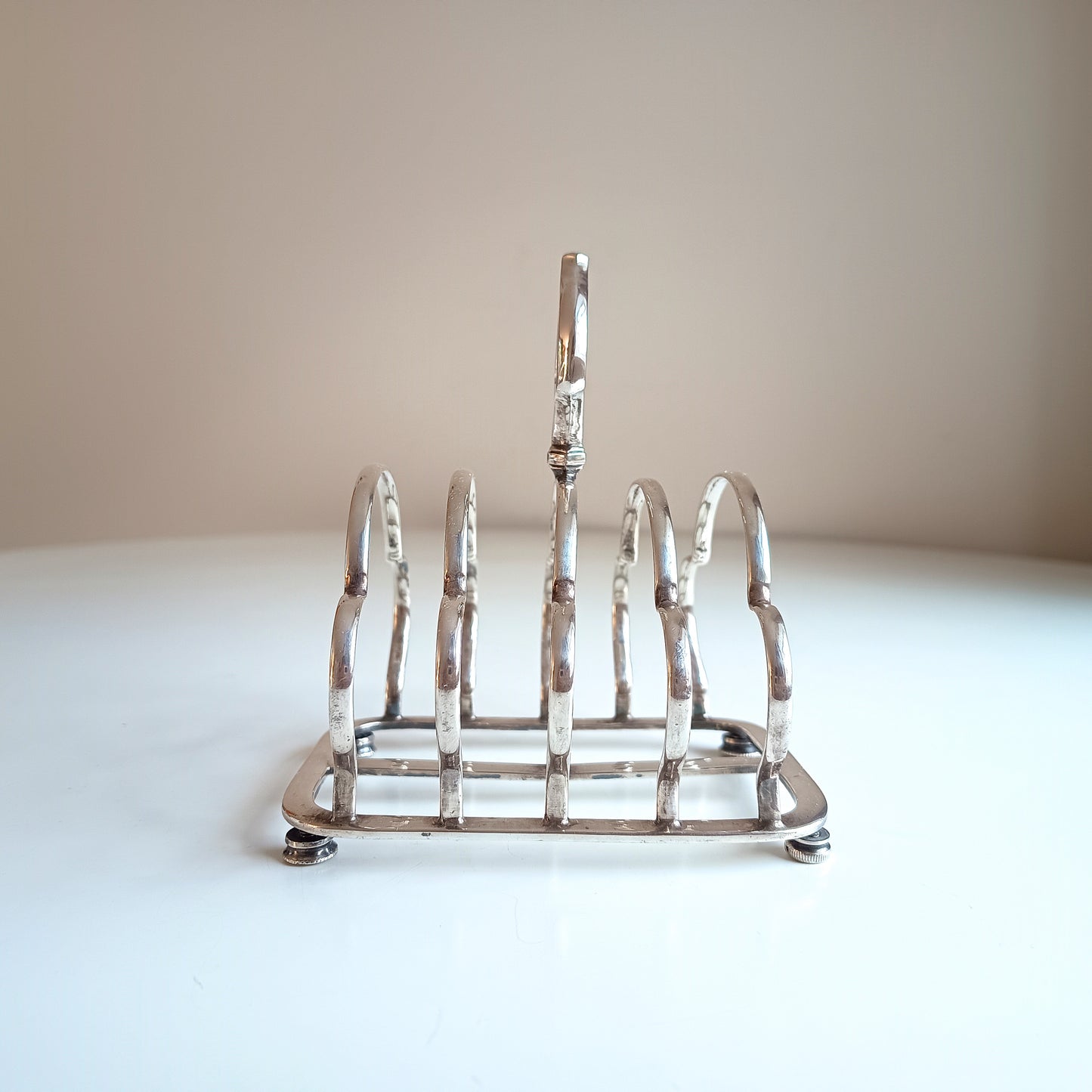 Vintage Victorian Gothic English Silver Plate Toast Rack: Lobed Arches, c 1890s