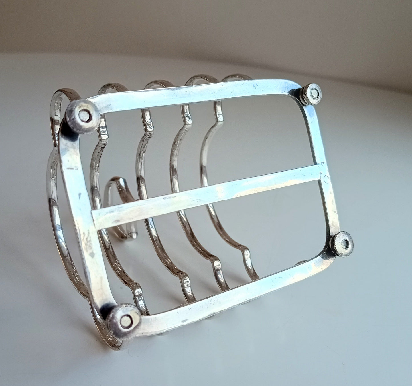 Vintage Victorian Gothic English Silver Plate Toast Rack: Lobed Arches, c 1890s