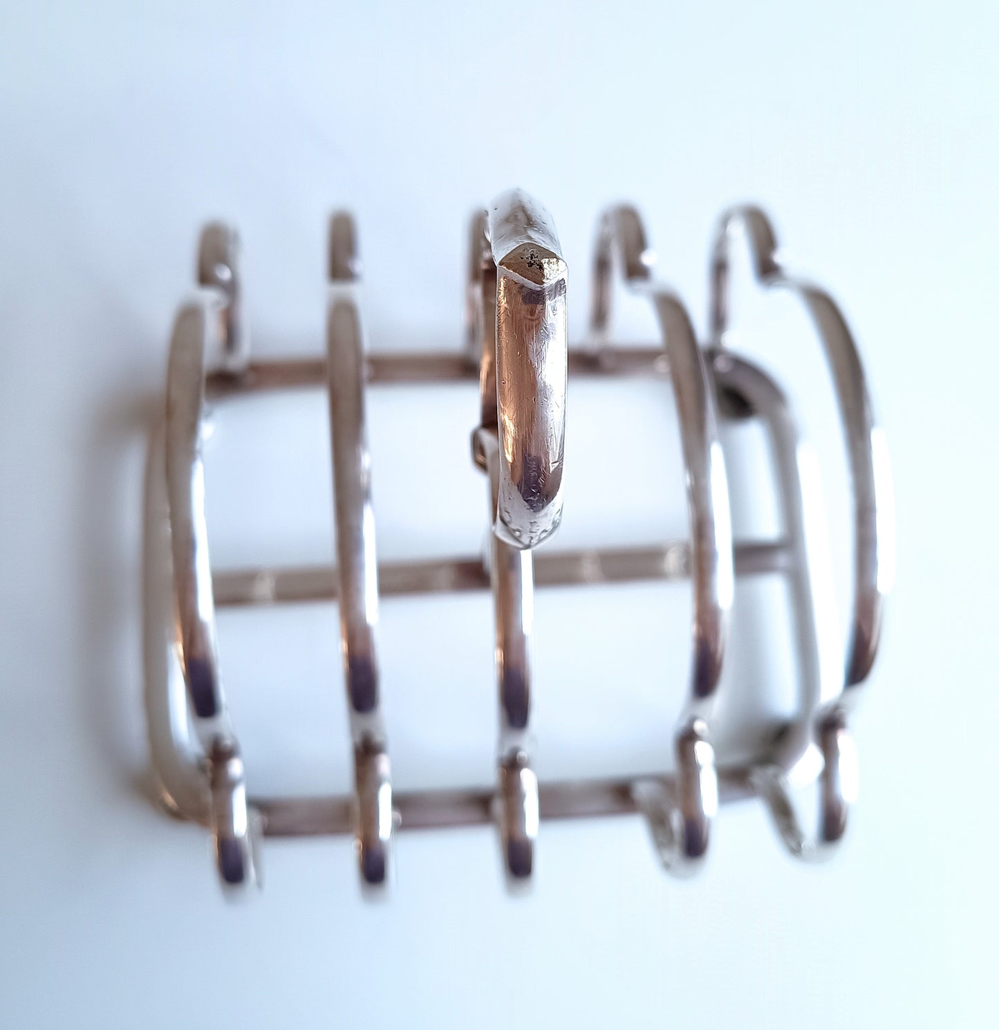 Vintage Victorian Gothic English Silver Plate Toast Rack: Lobed Arches, c 1890s