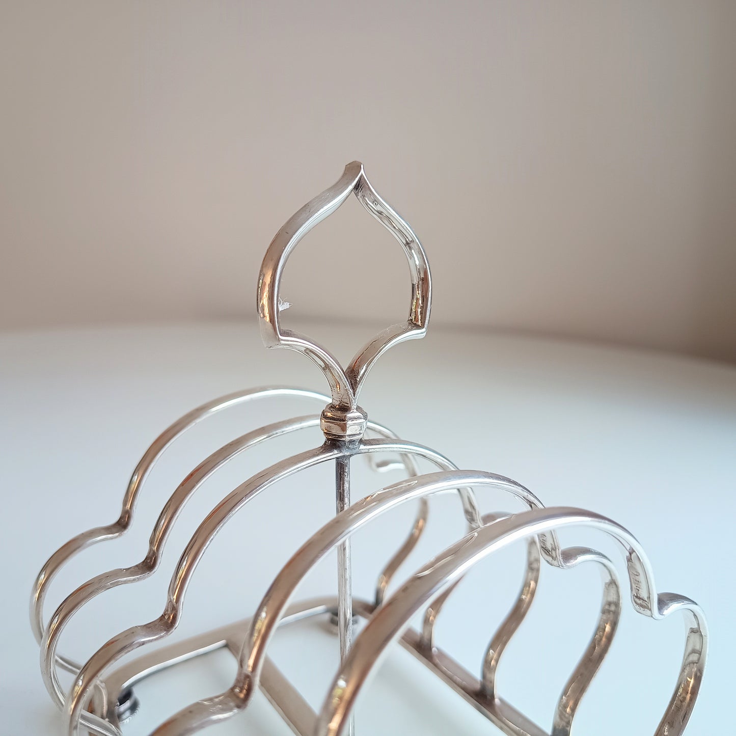 Vintage Victorian Gothic English Silver Plate Toast Rack: Lobed Arches, c 1890s