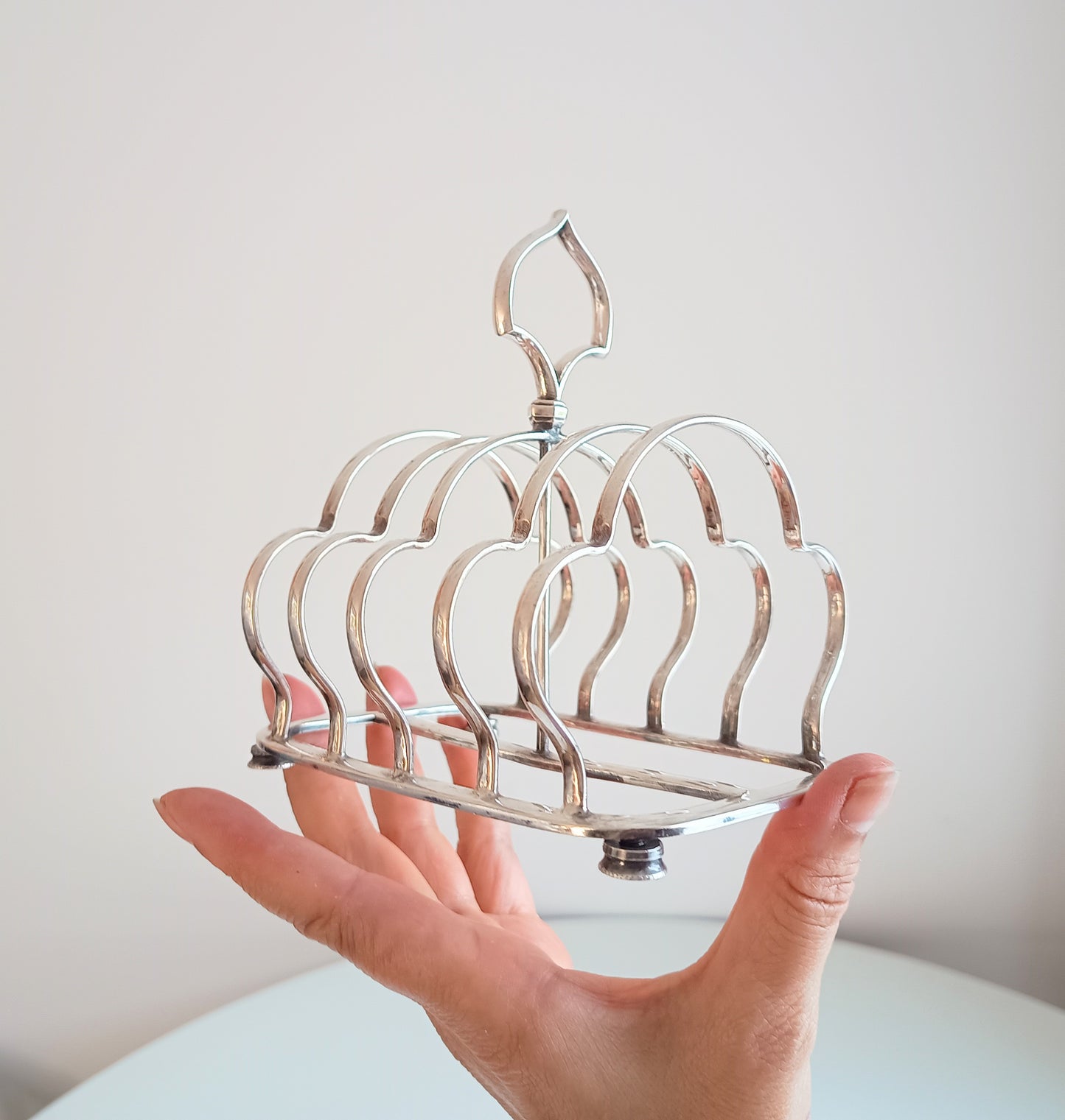 Vintage Victorian Gothic English Silver Plate Toast Rack: Lobed Arches, c 1890s