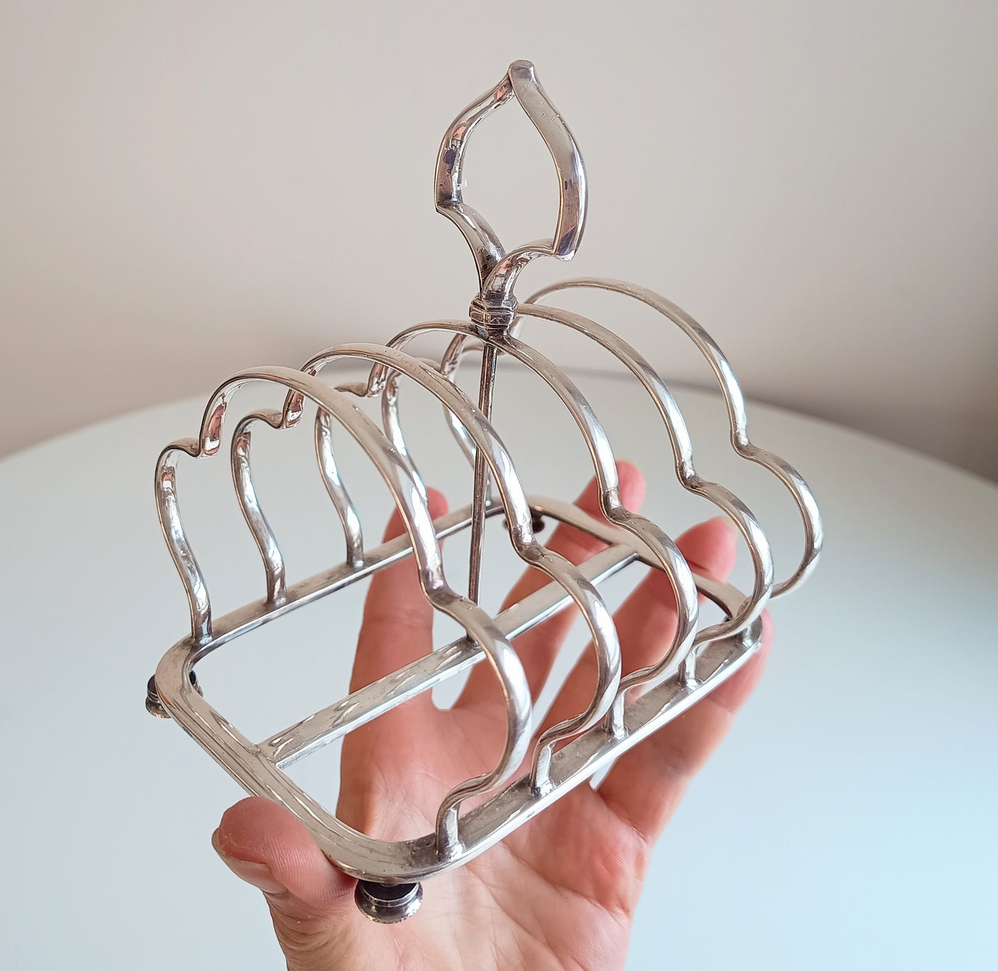 Vintage Victorian Gothic English Silver Plate Toast Rack: Lobed Arches, c 1890s