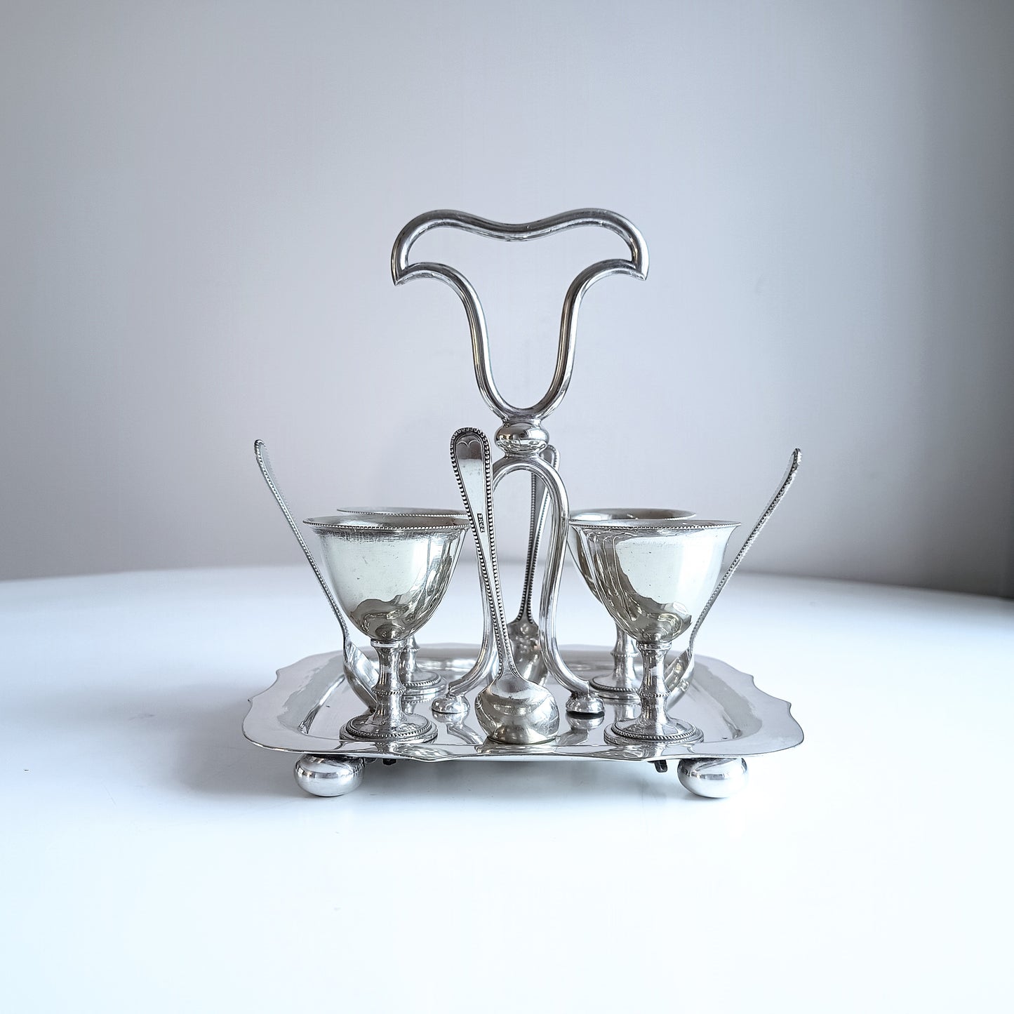 Antique Victorian Silver Plated Egg Cups Stand,  Breakfast Egg Cruet, Sheffield H Wilkinson