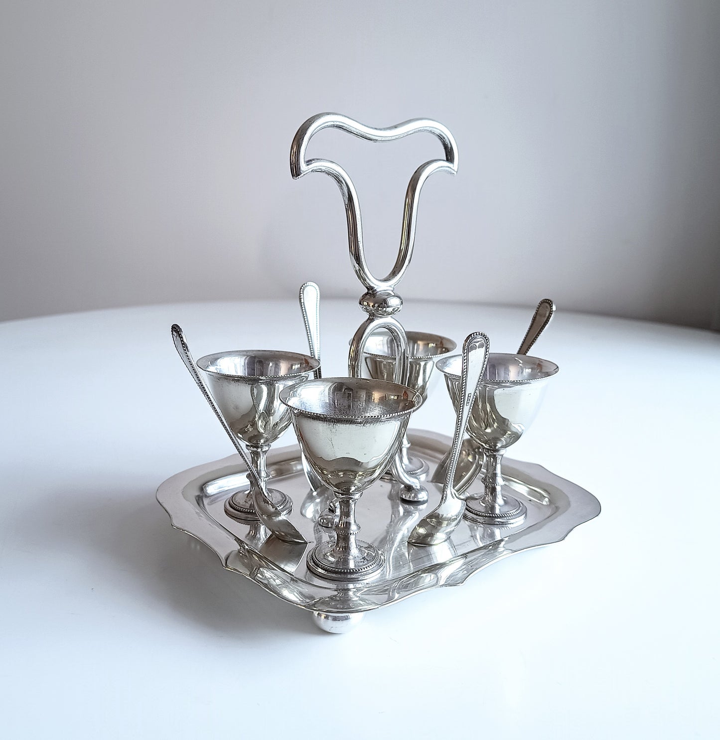Antique Victorian Silver Plated Egg Cups Stand,  Breakfast Egg Cruet, Sheffield H Wilkinson