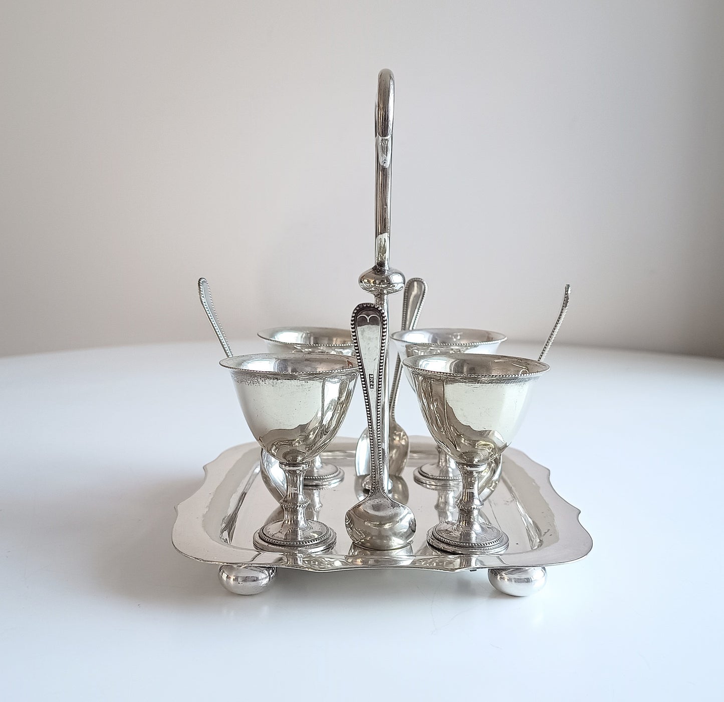 Antique Victorian Silver Plated Egg Cups Stand,  Breakfast Egg Cruet, Sheffield H Wilkinson