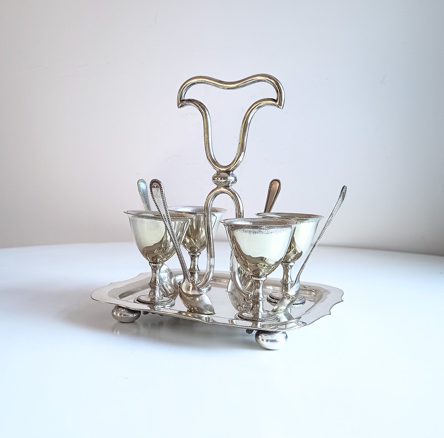 Antique Victorian Silver Plated Egg Cups Stand,  Breakfast Egg Cruet, Sheffield H Wilkinson