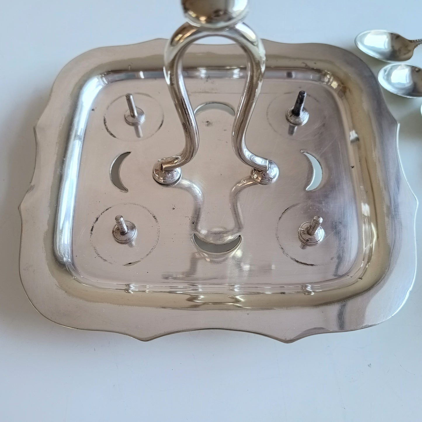 Antique Victorian Silver Plated Egg Cups Stand,  Breakfast Egg Cruet, Sheffield H Wilkinson