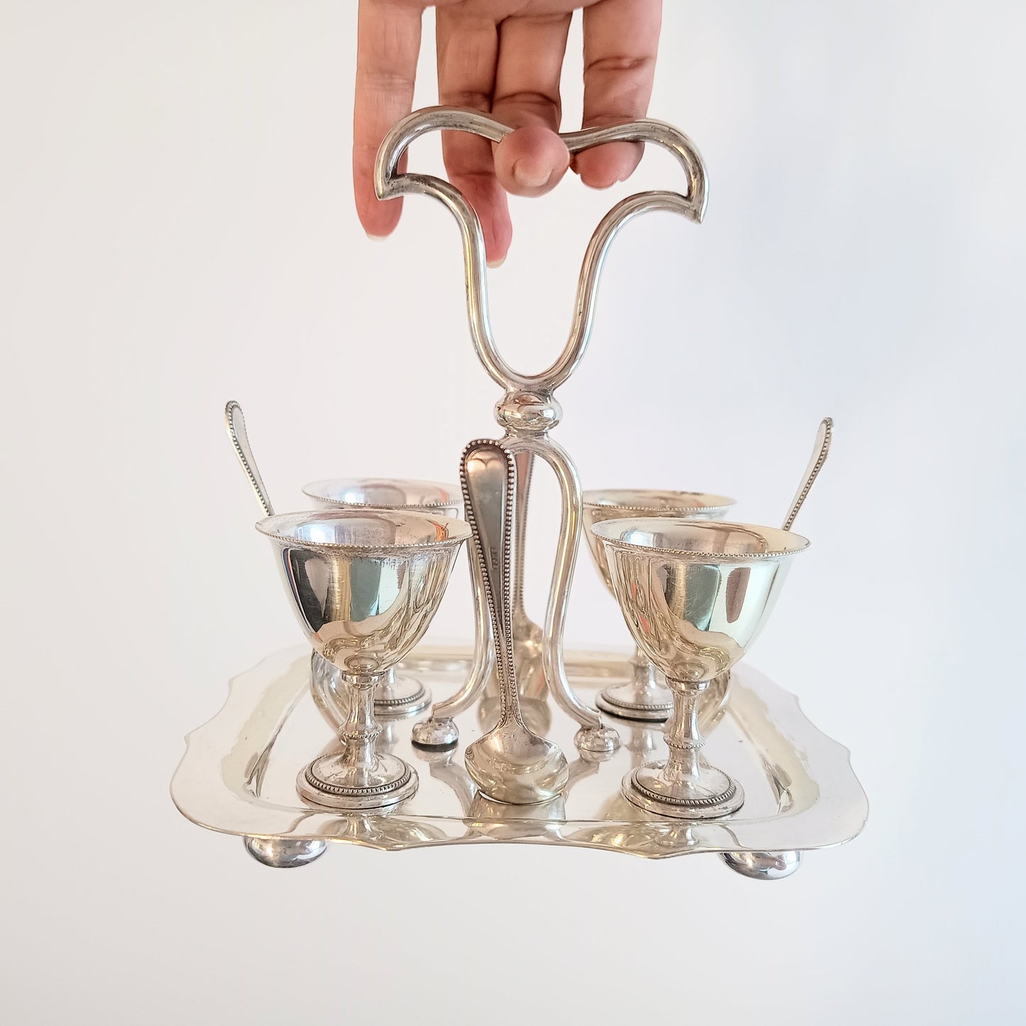 Antique Victorian Silver Plated Egg Cups Stand,  Breakfast Egg Cruet, Sheffield H Wilkinson