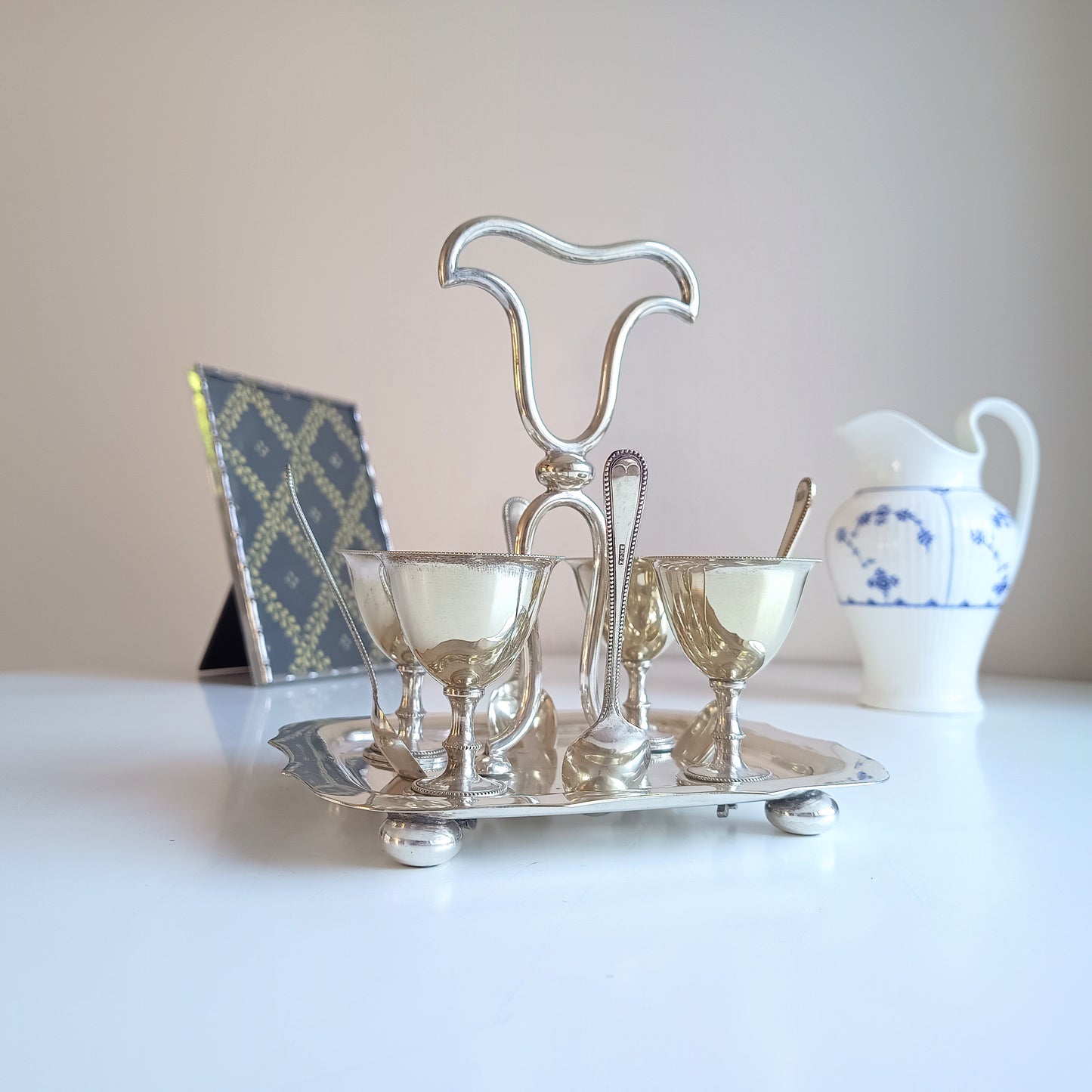Antique Victorian Silver Plated Egg Cups Stand,  Breakfast Egg Cruet, Sheffield H Wilkinson