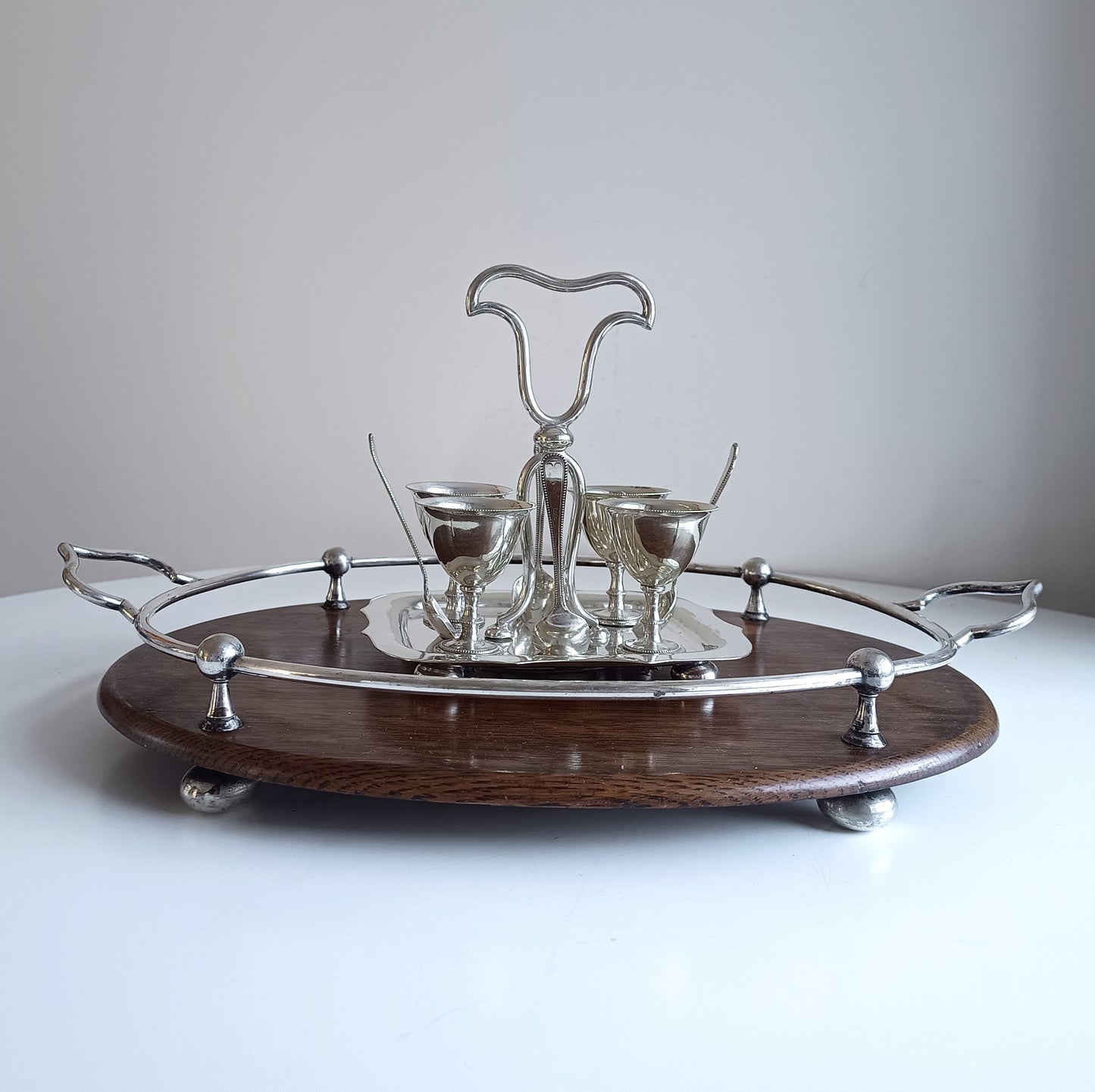 Antique Victorian Silver Plated Egg Cups Stand,  Breakfast Egg Cruet, Sheffield H Wilkinson