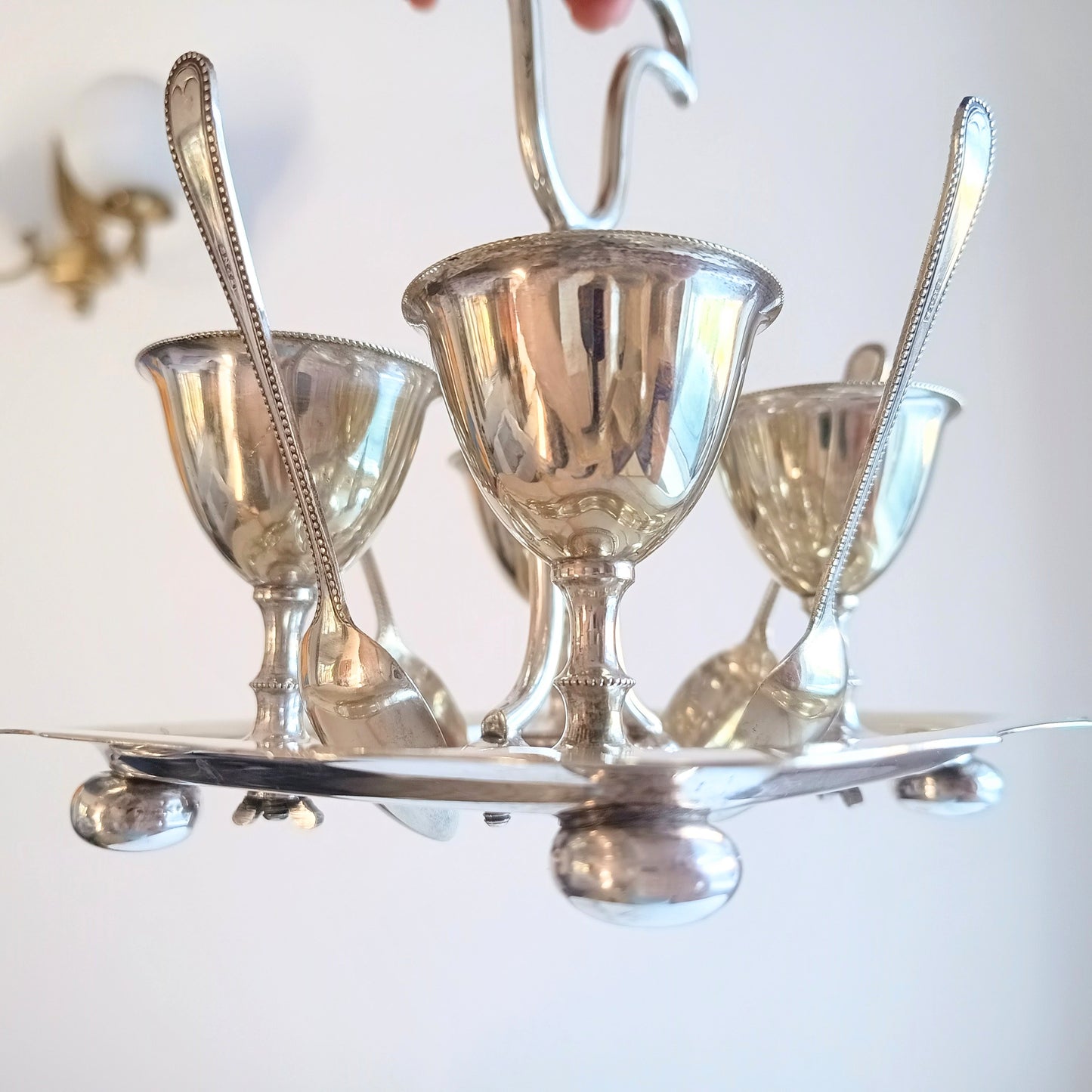 Antique Victorian Silver Plated Egg Cups Stand,  Breakfast Egg Cruet, Sheffield H Wilkinson