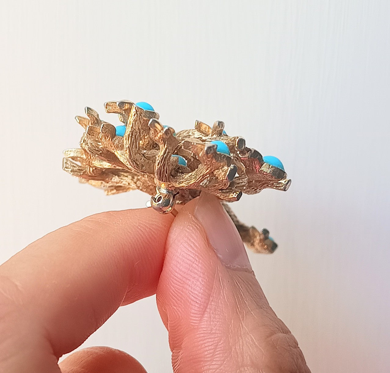 Marcel Boucher - Authentic Signed Fruit Tree Brooch, Springtime in Paris, Turquoise Cabochons