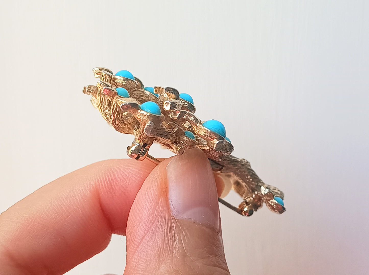 Marcel Boucher - Authentic Signed Fruit Tree Brooch, Springtime in Paris, Turquoise Cabochons