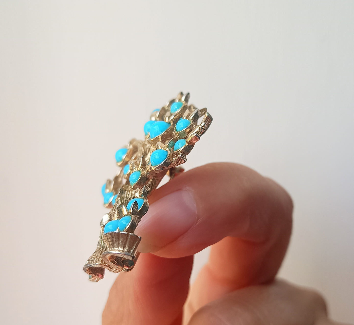 Marcel Boucher - Authentic Signed Fruit Tree Brooch, Springtime in Paris, Turquoise Cabochons