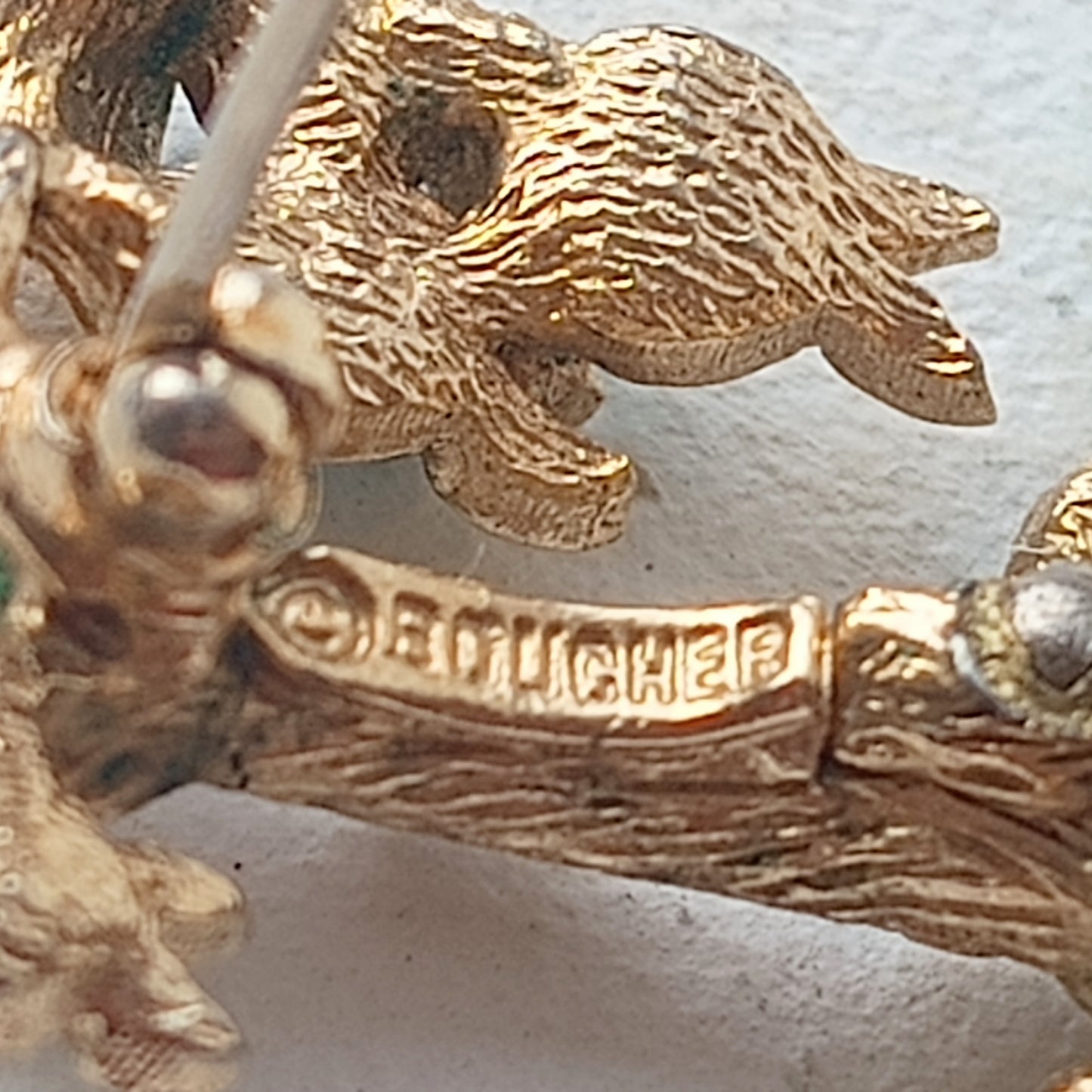 Marcel Boucher - Authentic Signed Fruit Tree Brooch, Springtime in Paris, Turquoise Cabochons